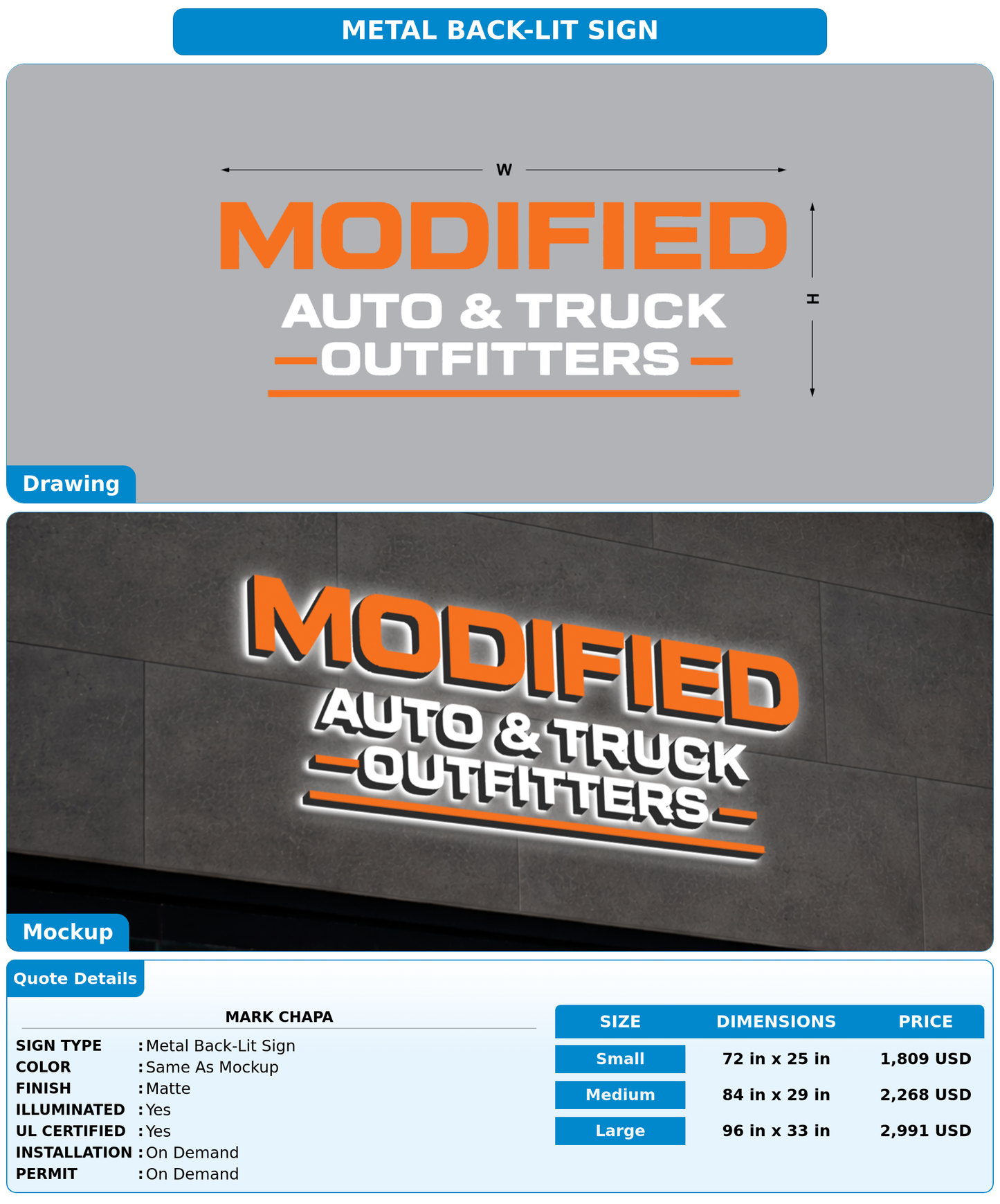 CUSTOM MOCKUP SIGN FOR Mark chapa
