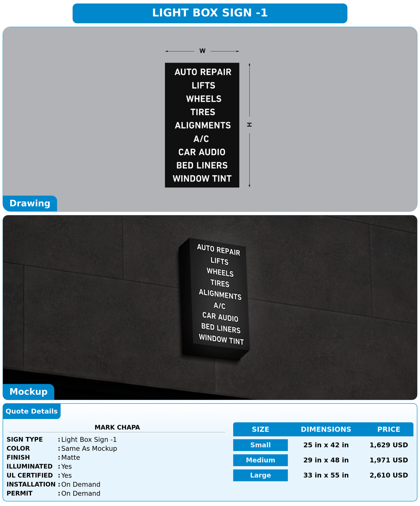 CUSTOM MOCKUP SIGN FOR Mark chapa