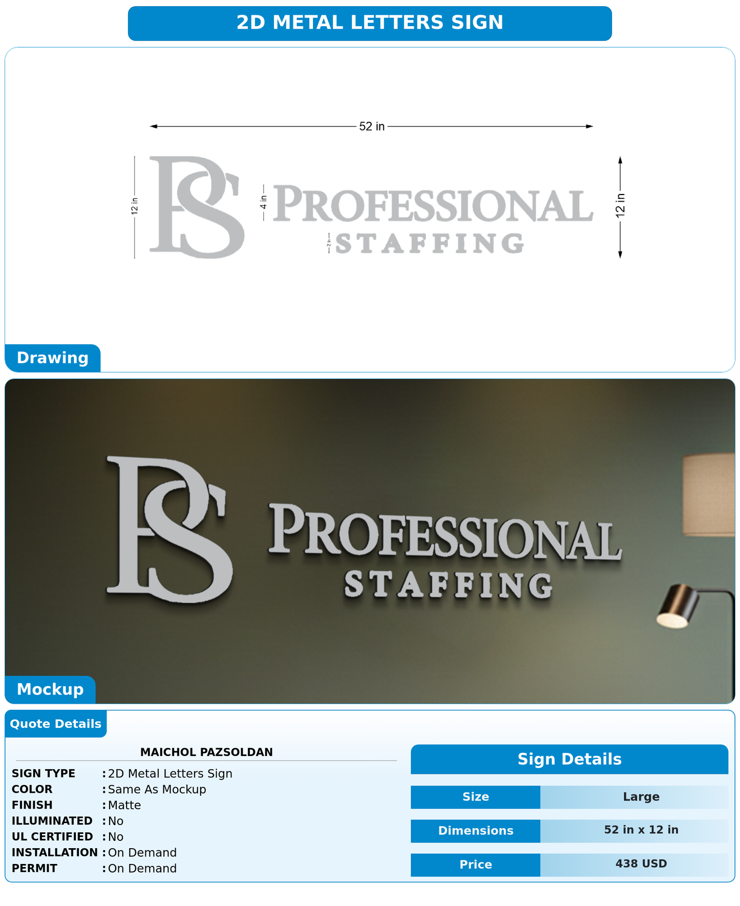 CUSTOM MOCKUP SIGN FOR Maichol Pazsoldan