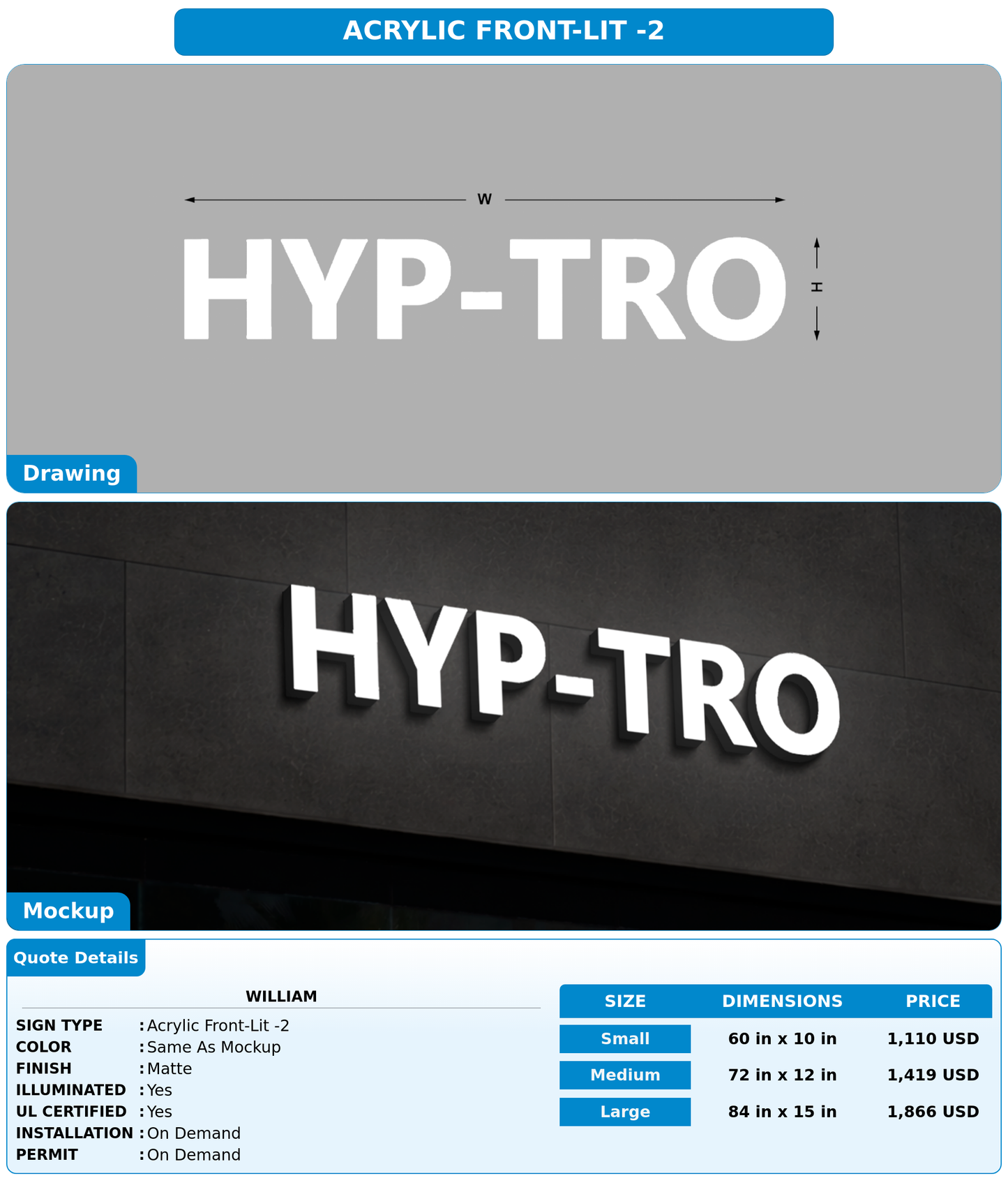 CUSTOM MOCKUP SIGN FOR William