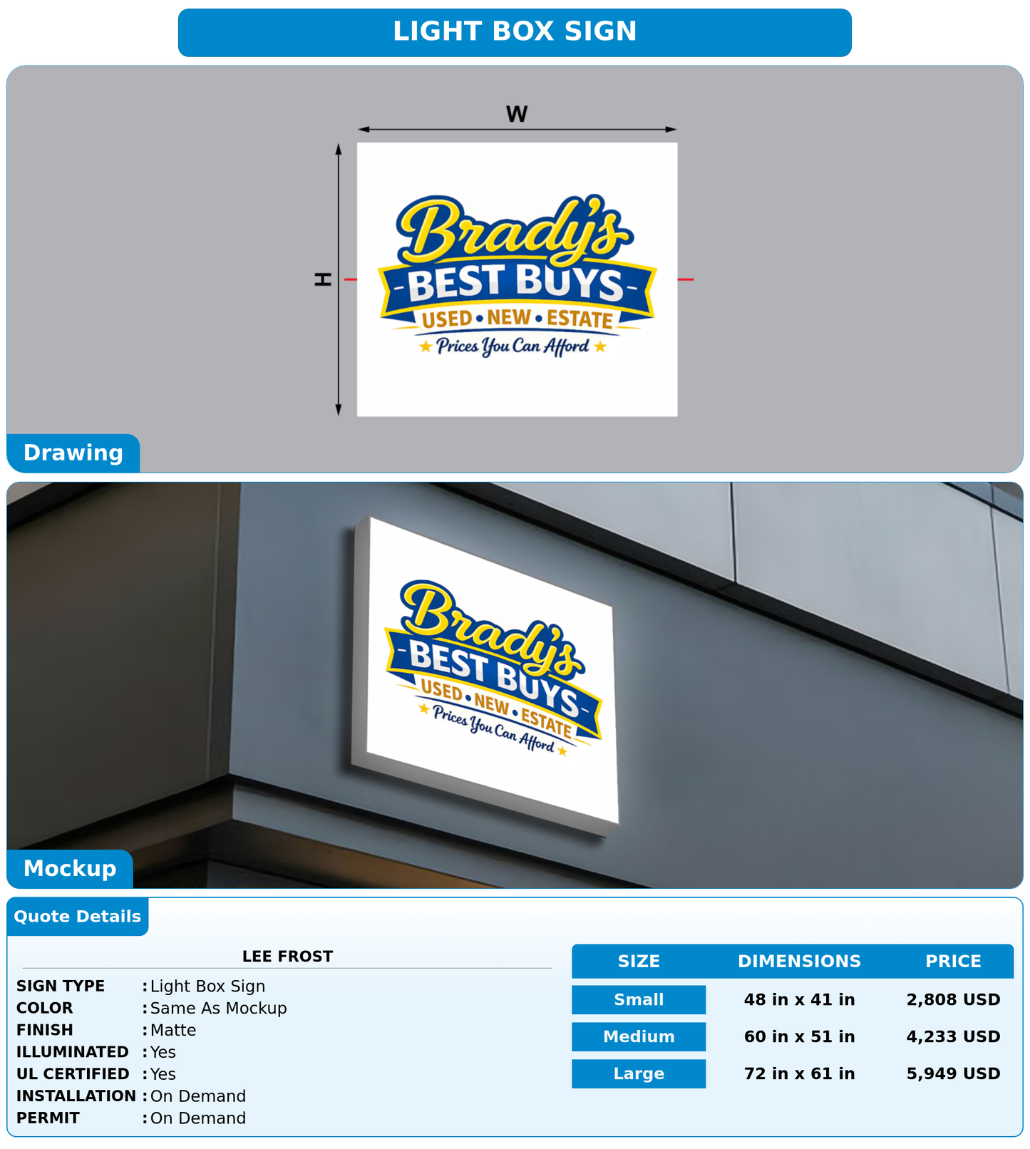 CUSTOM MOCKUP SIGN FOR Lee Frost