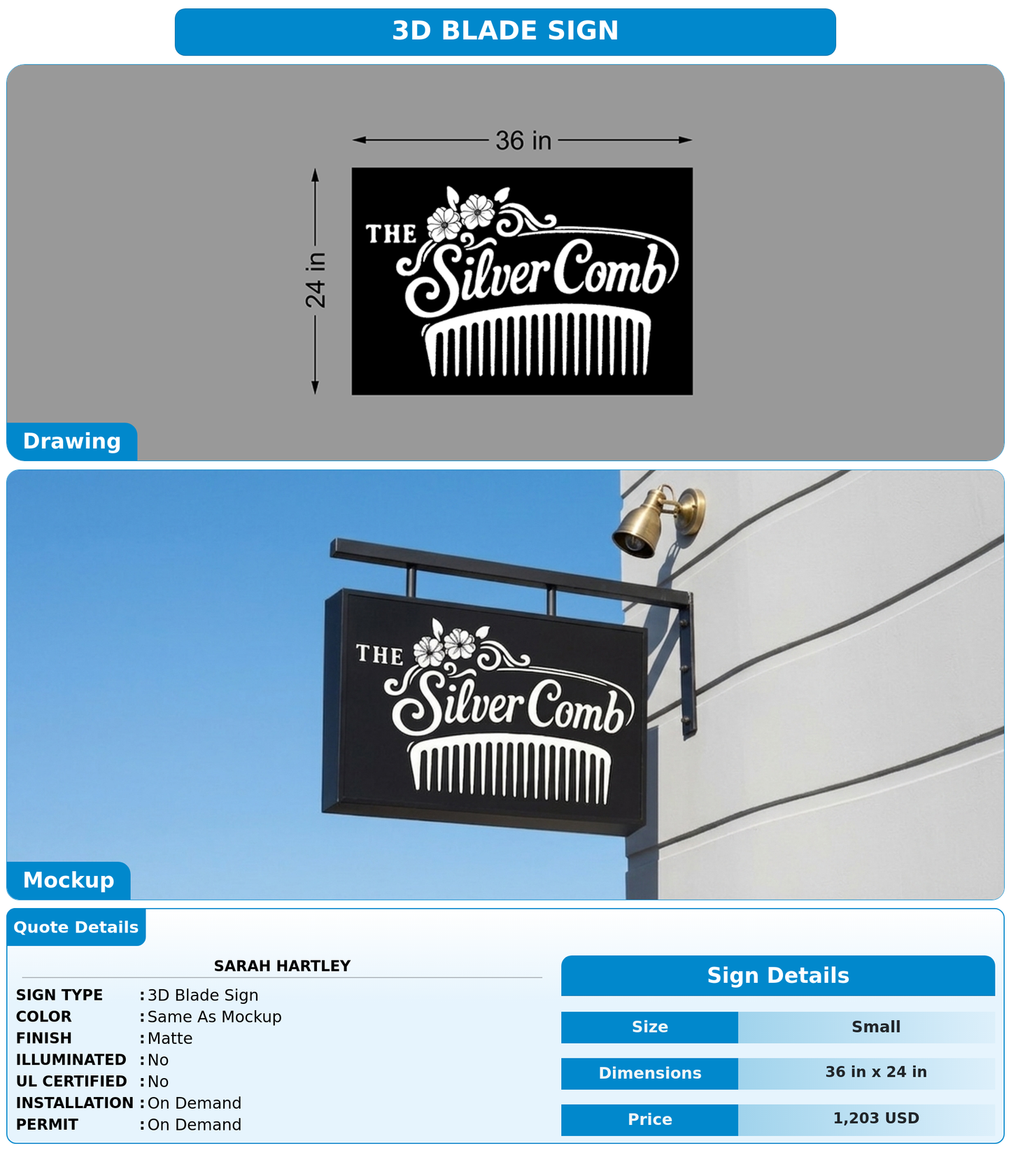 CUSTOM MOCKUP SIGN FOR Sarah Hartley