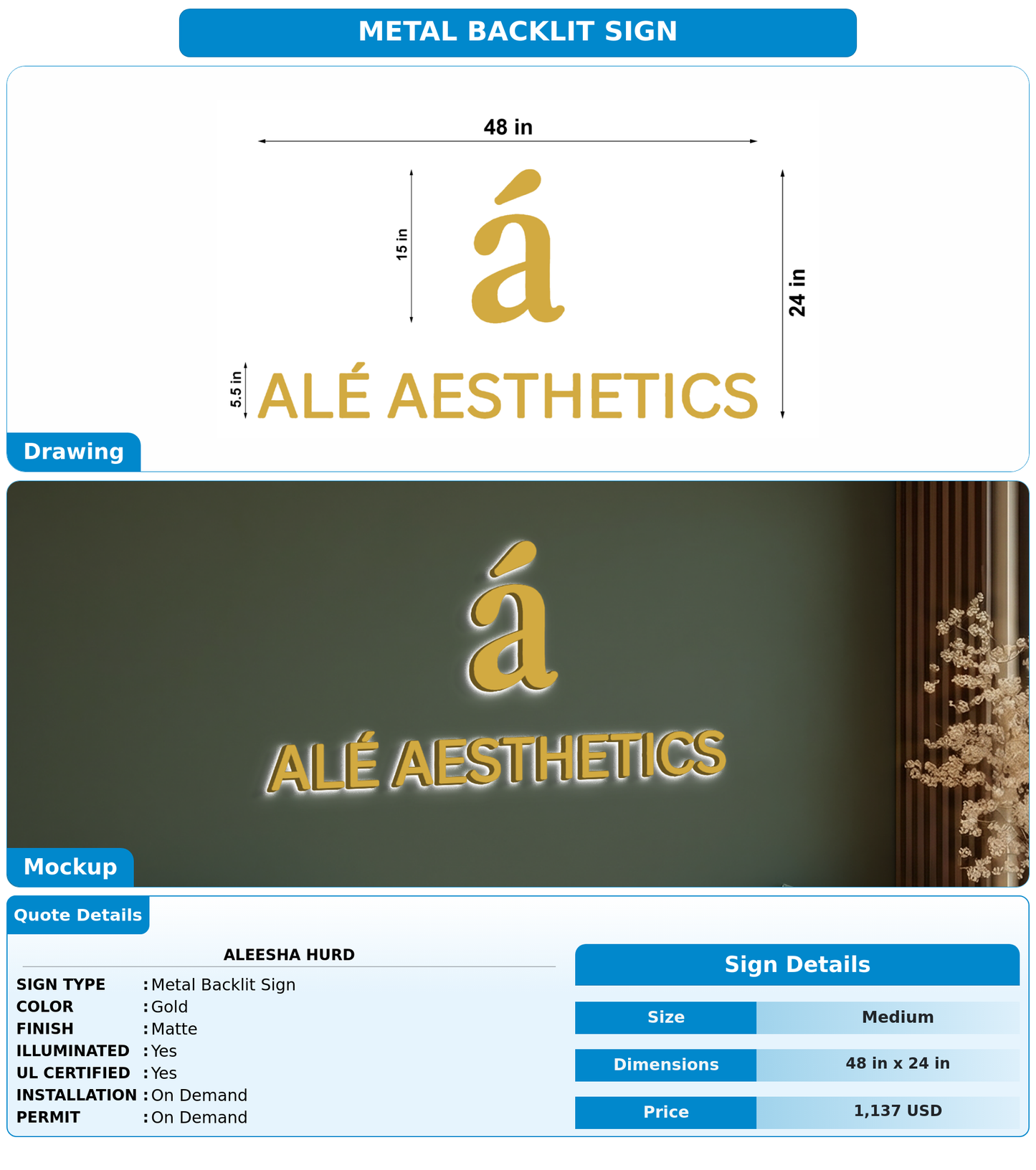 CUSTOM MOCKUP SIGN FOR Aleesha Hurd