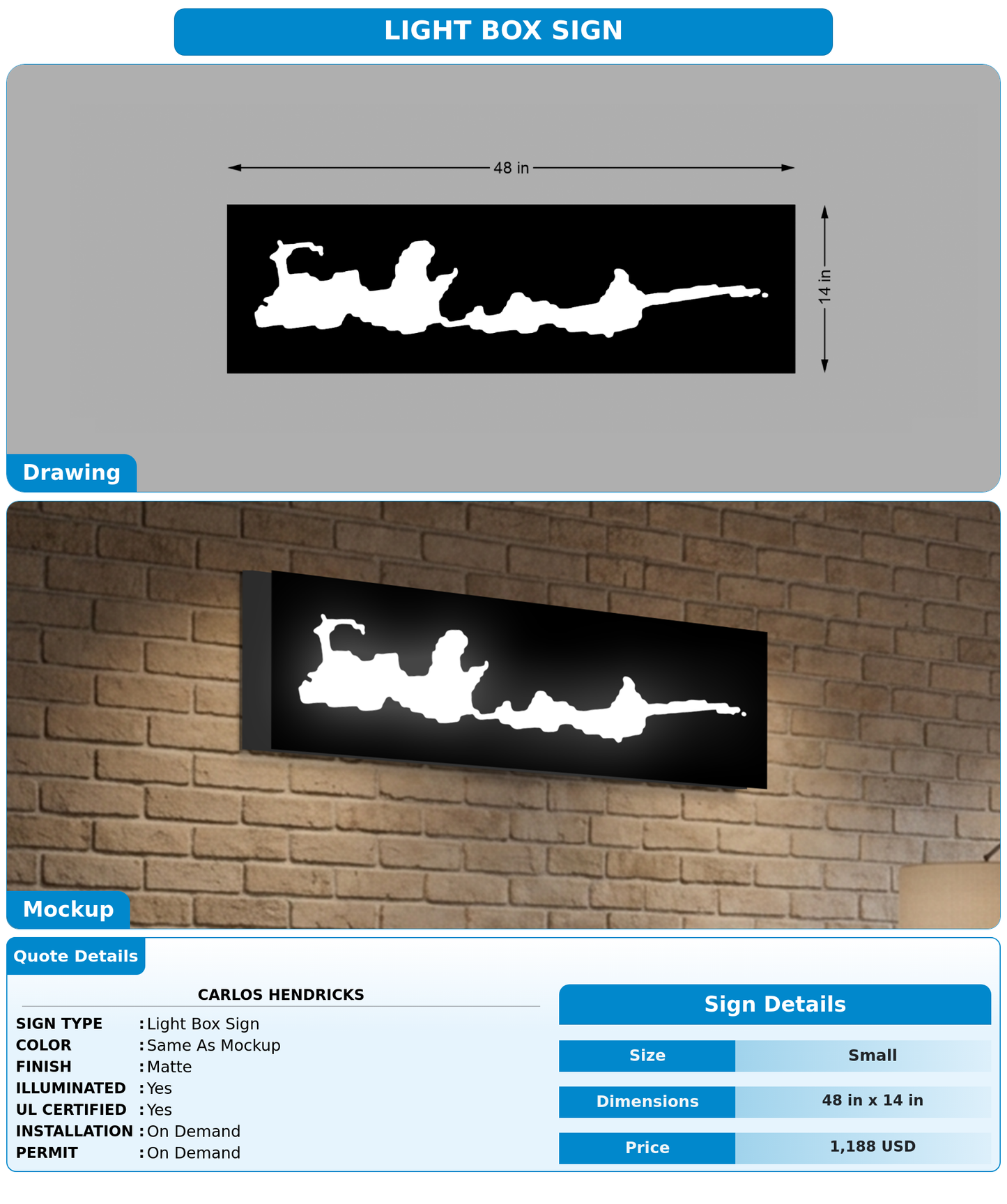 CUSTOM MOCKUP SIGN FOR Carlos Hendricks