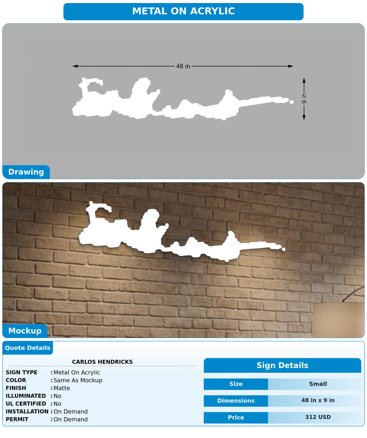 CUSTOM MOCKUP SIGN FOR Carlos Hendricks