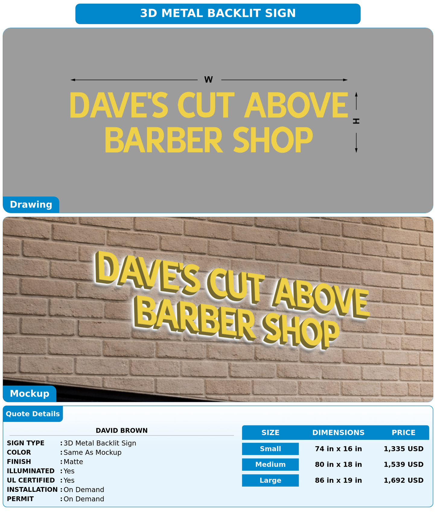 CUSTOM MOCKUP SIGN FOR David Brown