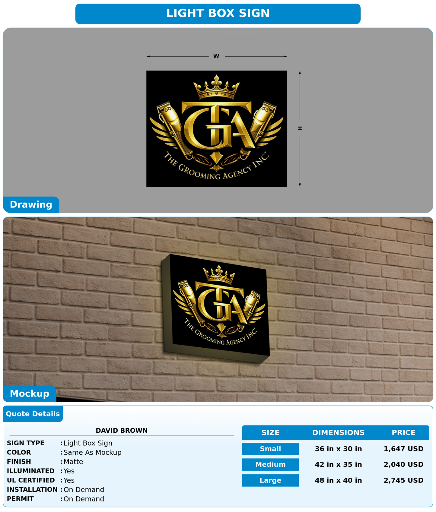 CUSTOM MOCKUP SIGN FOR David Brown