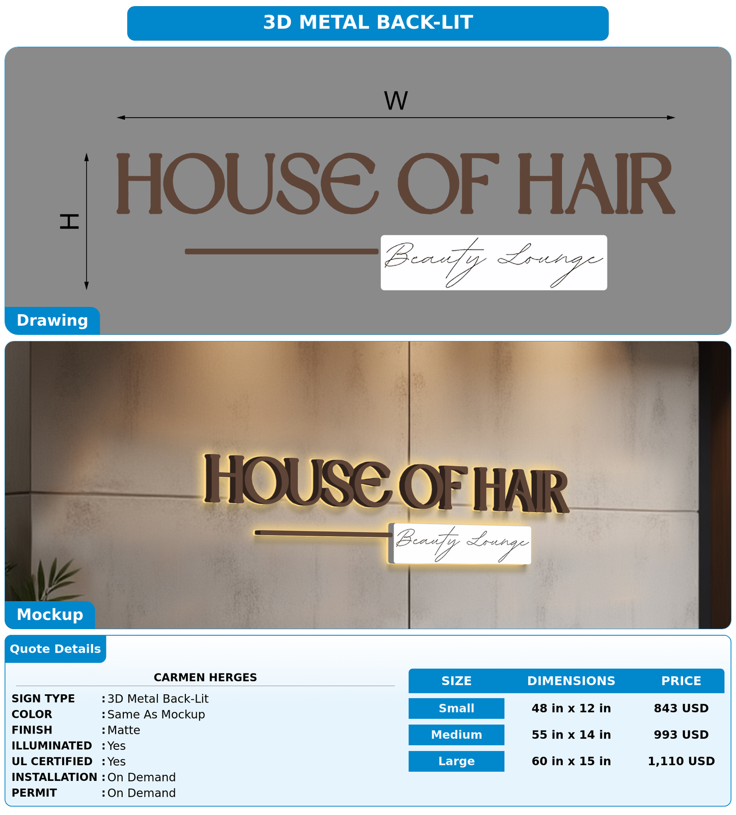 CUSTOM MOCKUP SIGN FOR Carmen Herges