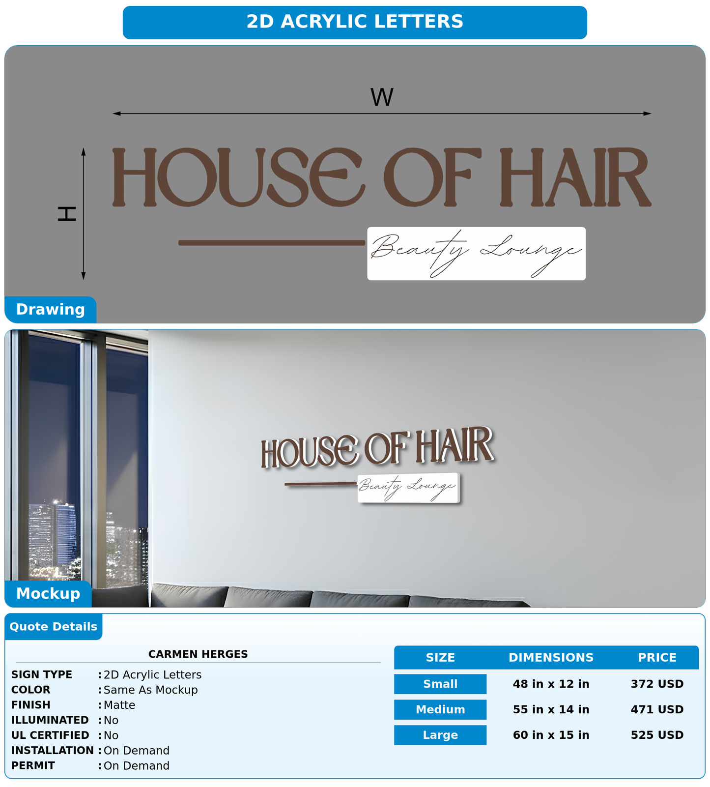 CUSTOM MOCKUP SIGN FOR Carmen Herges