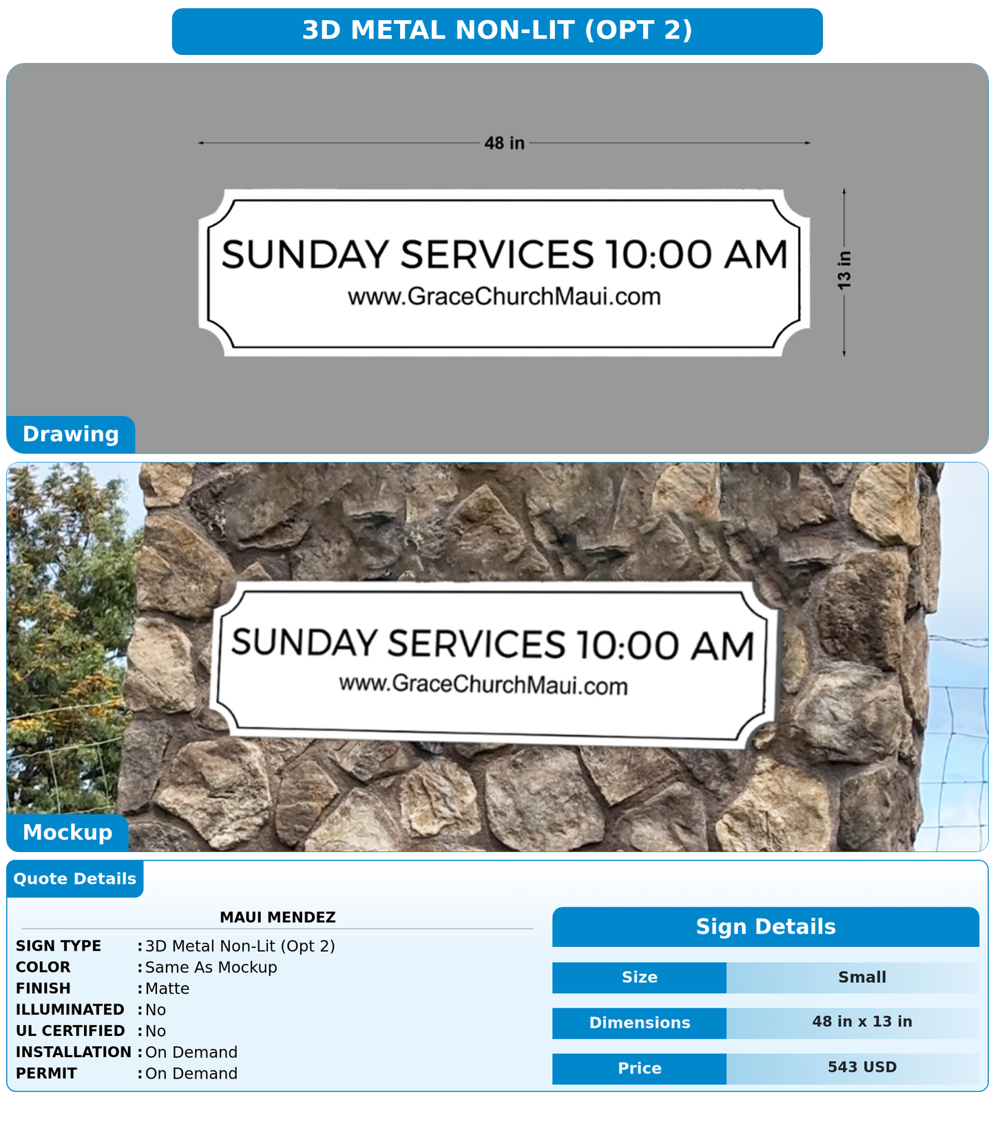 CUSTOM MOCKUP SIGN FOR Maui Mendez