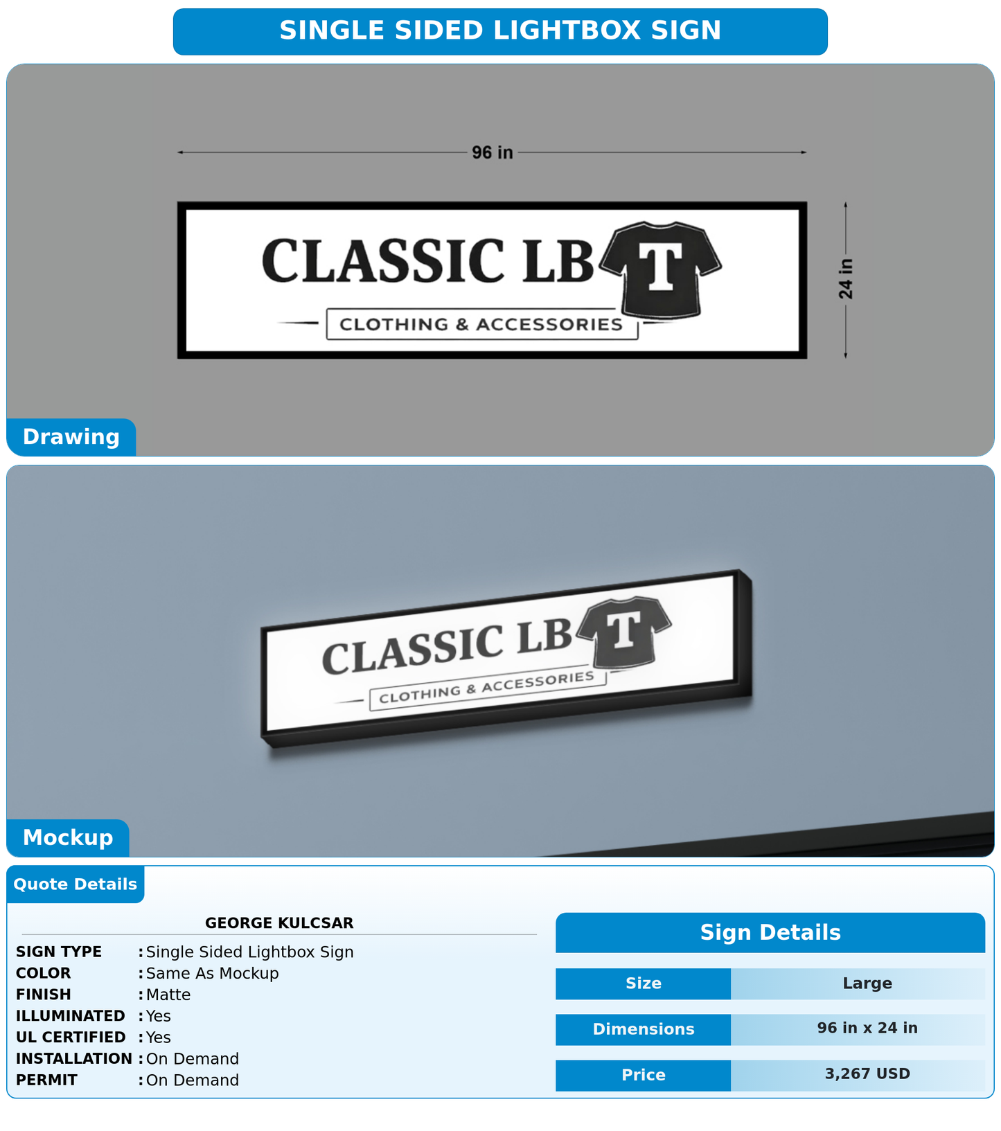 CUSTOM MOCKUP SIGN FOR George Kulcsar