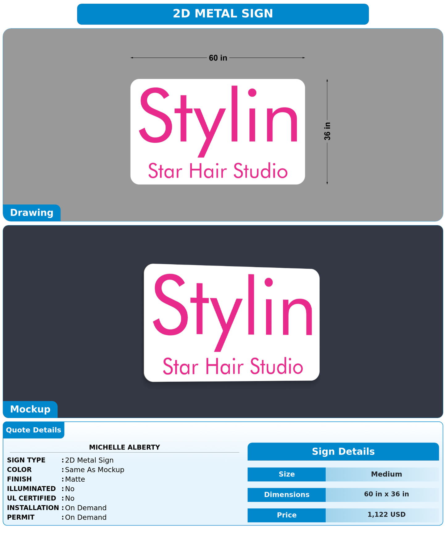 CUSTOM MOCKUP SIGN FOR Michelle Alberty