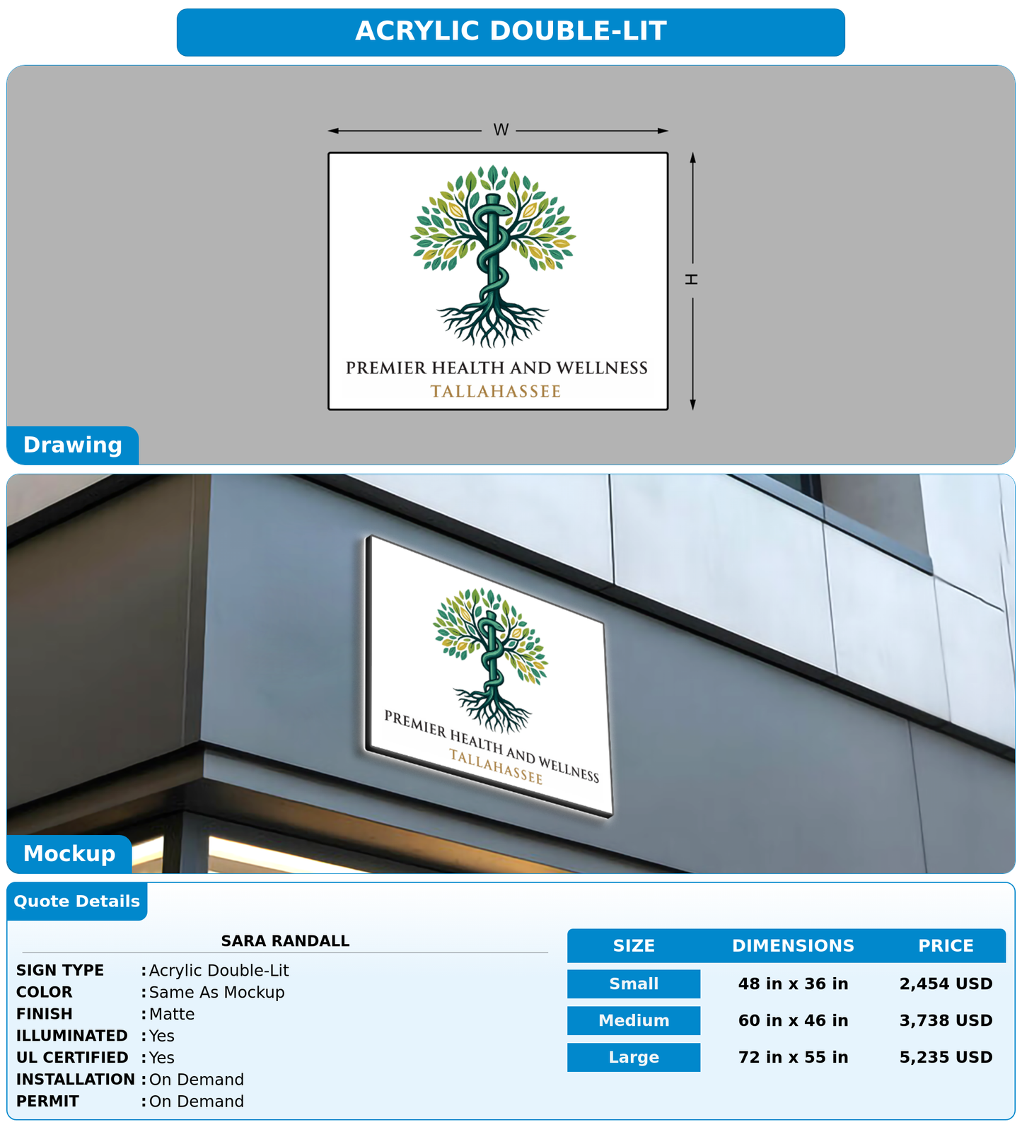 CUSTOM MOCKUP SIGN FOR Sara Randall