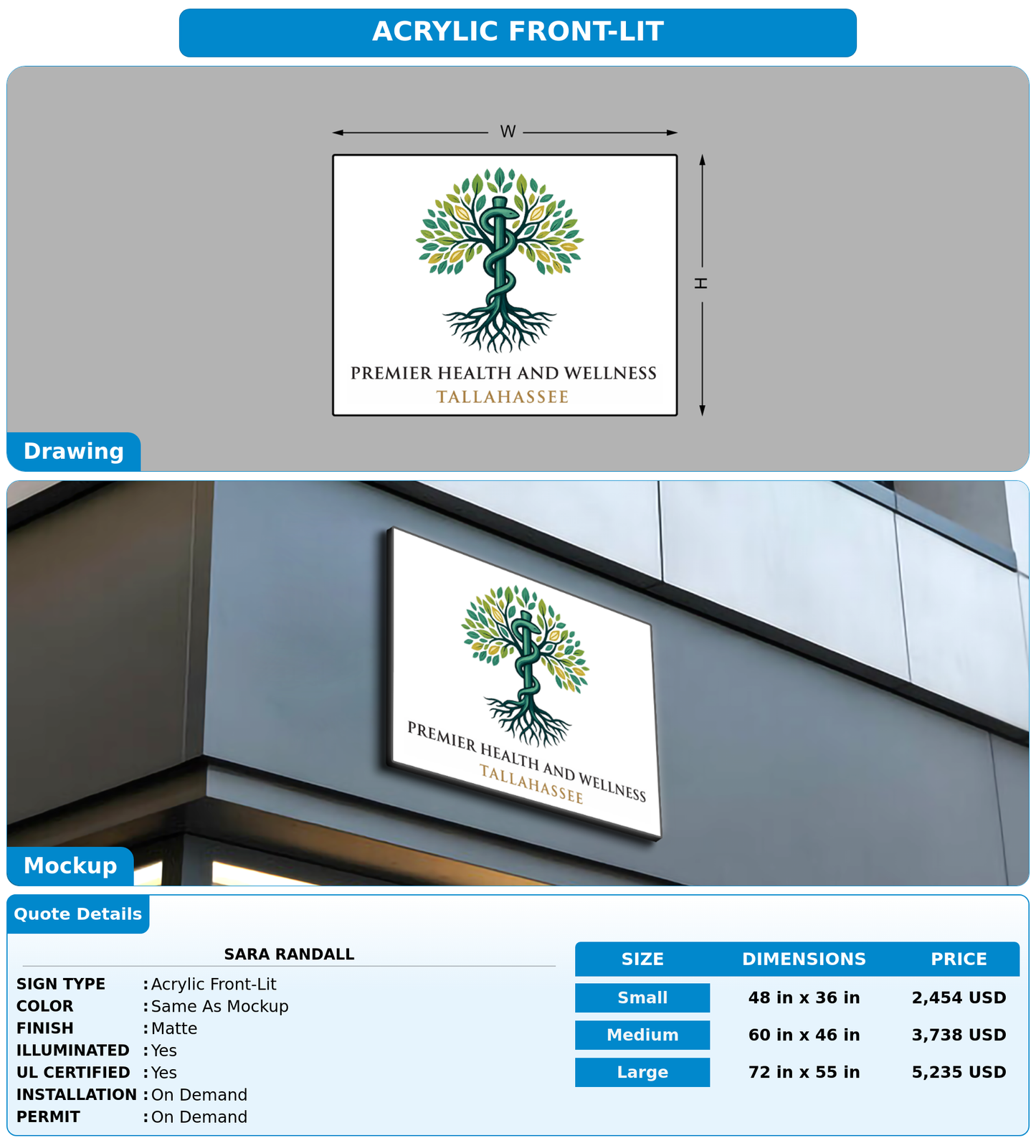 CUSTOM MOCKUP SIGN FOR Sara Randall