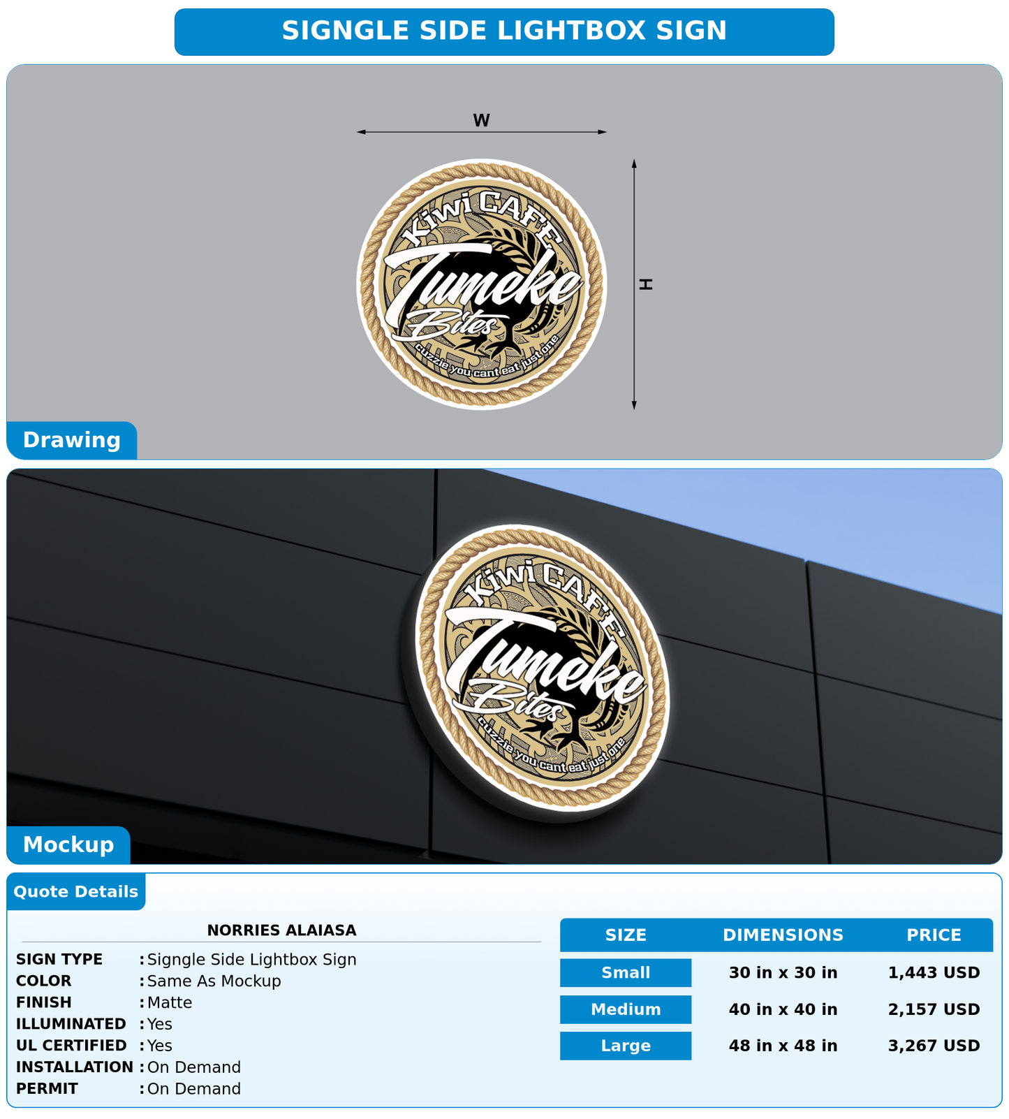 CUSTOM MOCKUP SIGN FOR Norries Alaiasa