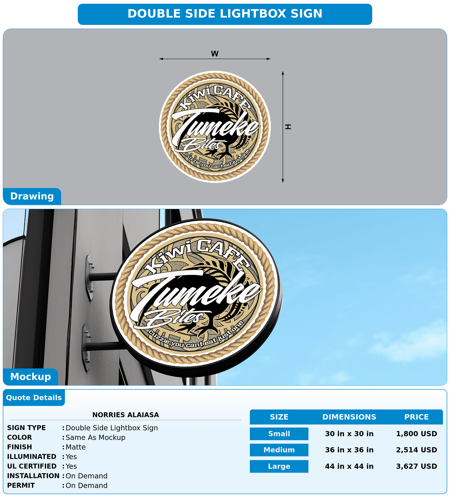 CUSTOM MOCKUP SIGN FOR Norries Alaiasa