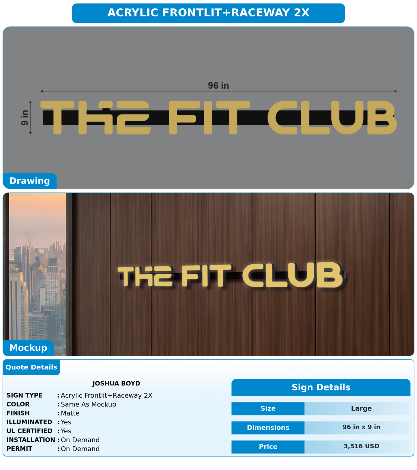 CUSTOM MOCKUP SIGN FOR Joshua Boyd