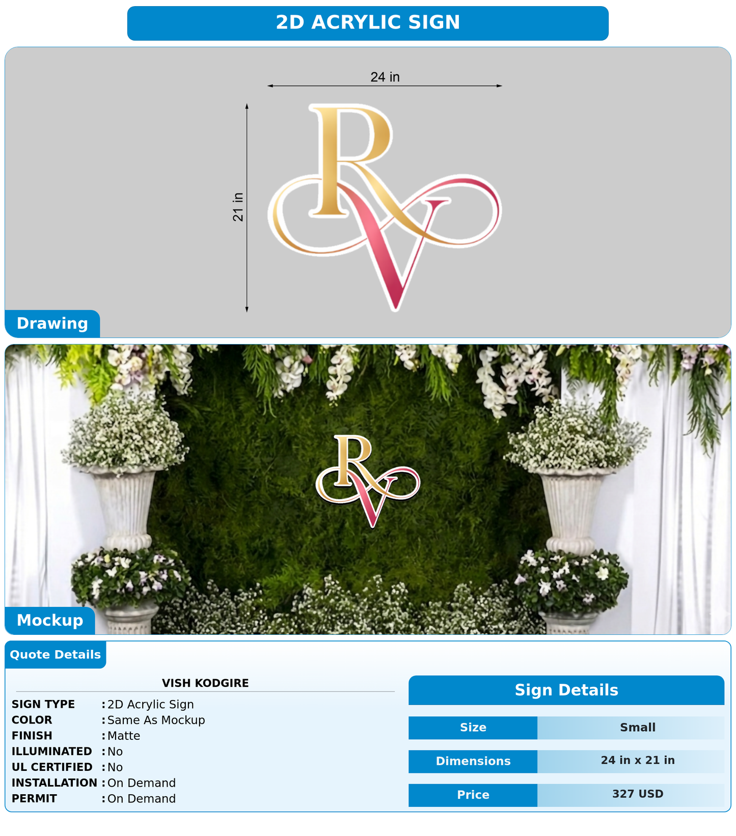 CUSTOM MOCKUP SIGN FOR Vish Kodgire