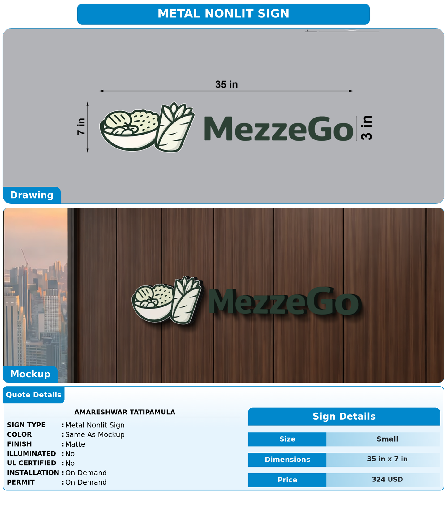 CUSTOM MOCKUP SIGN FOR Amareshwar Tatipamula