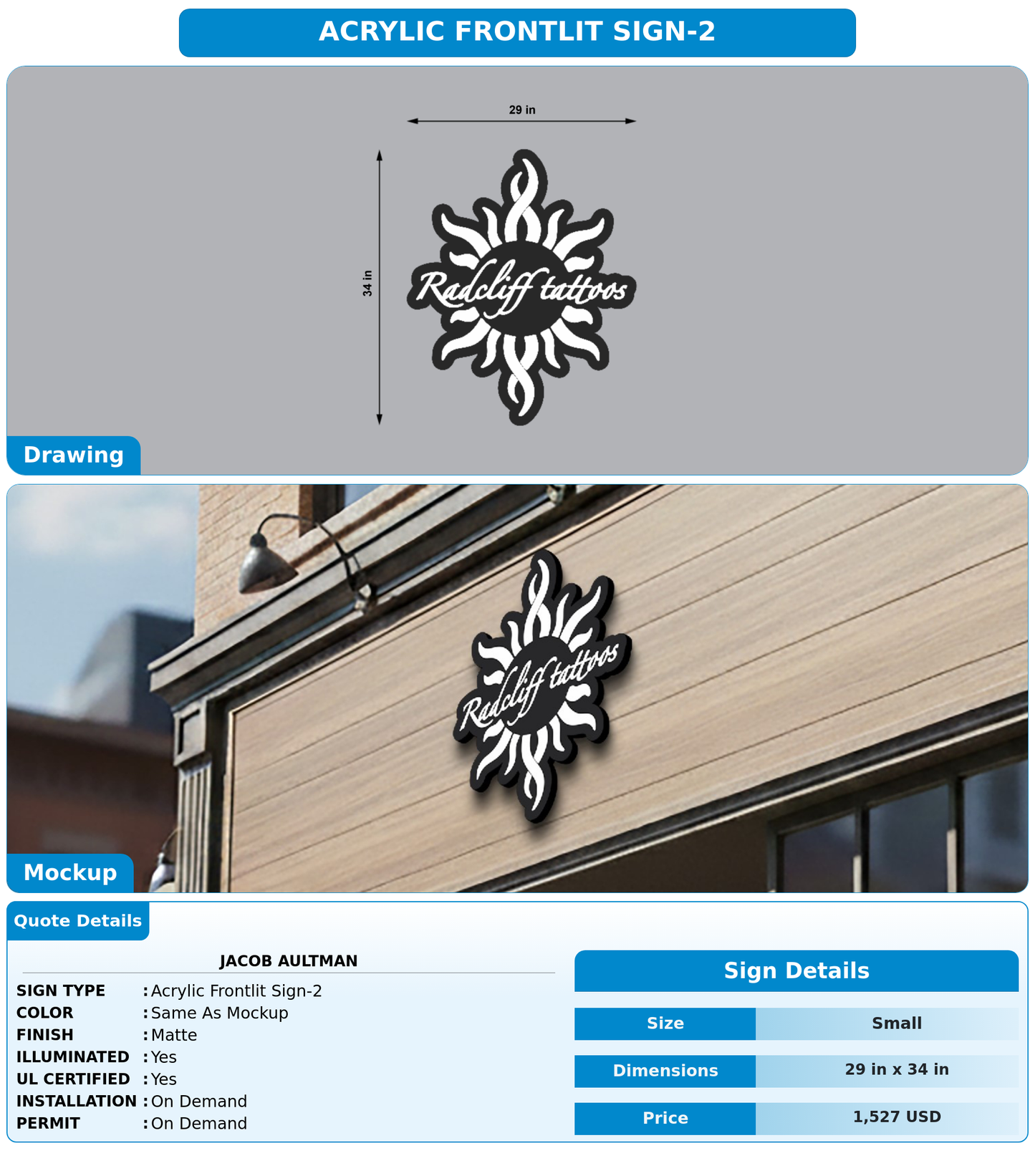 CUSTOM MOCKUP SIGN FOR Jacob Aultman