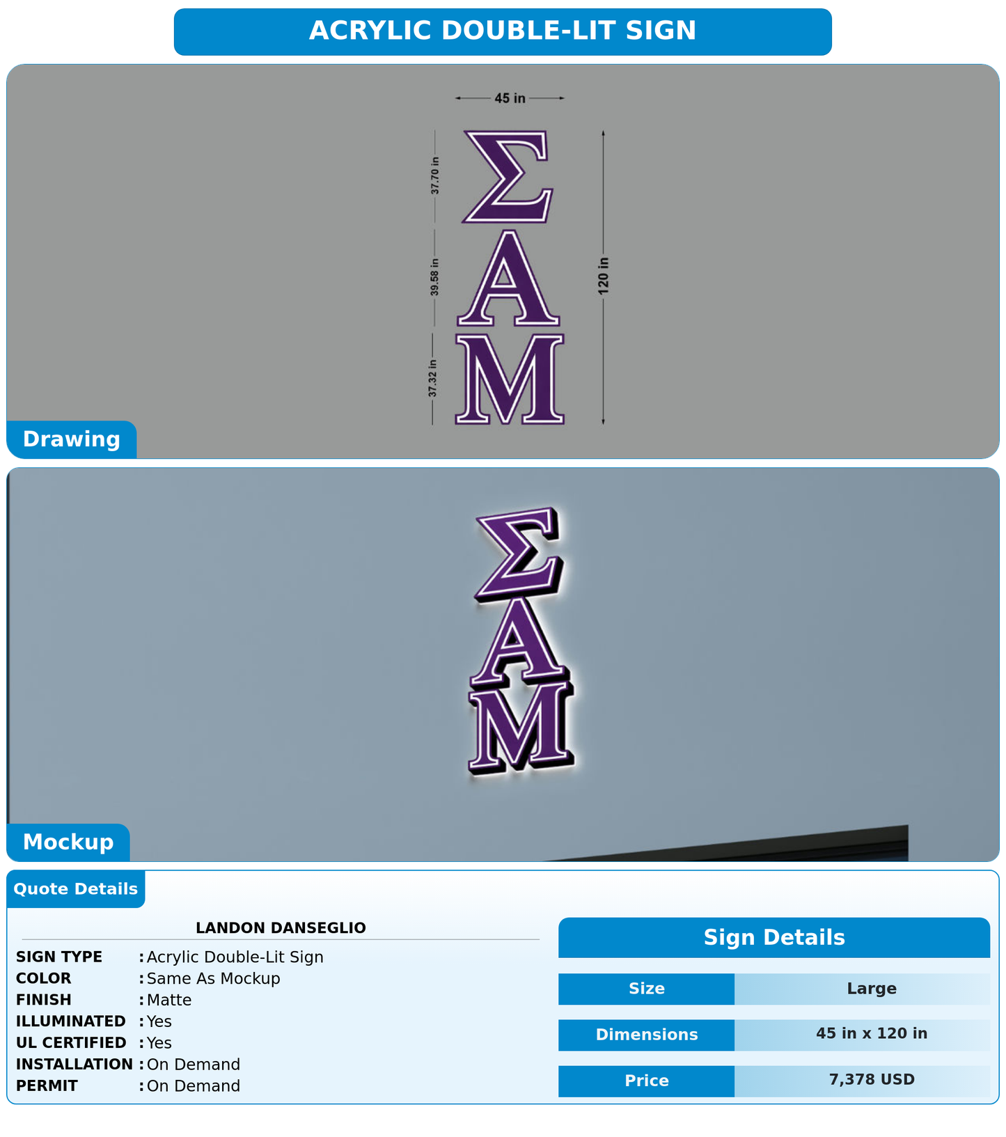 CUSTOM MOCKUP SIGN FOR Landon Danseglio