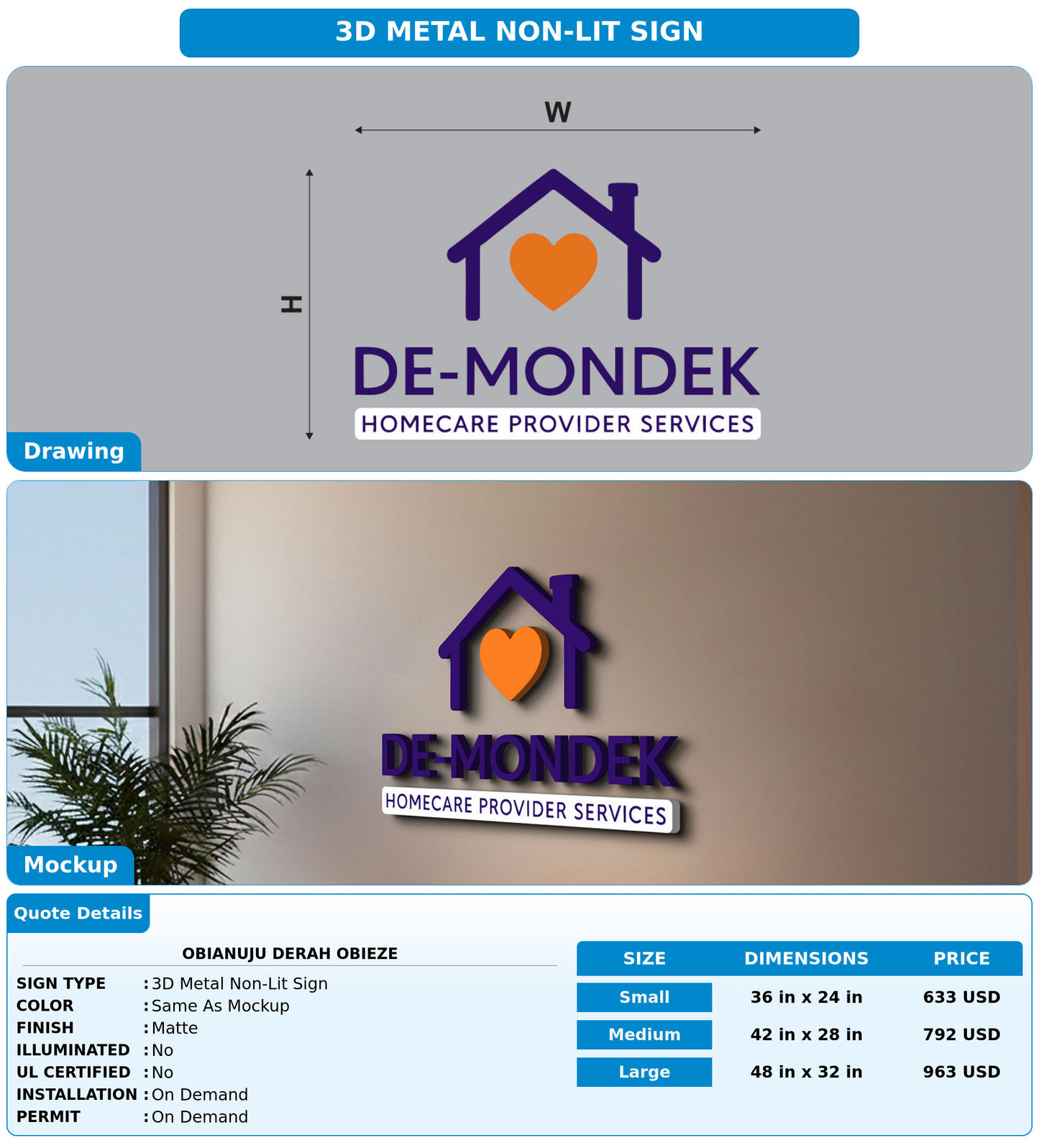 CUSTOM MOCKUP SIGN FOR OBIANUJU DERAH OBIEZE