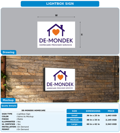CUSTOM MOCKUP SIGN FOR De-Mondek Homecare