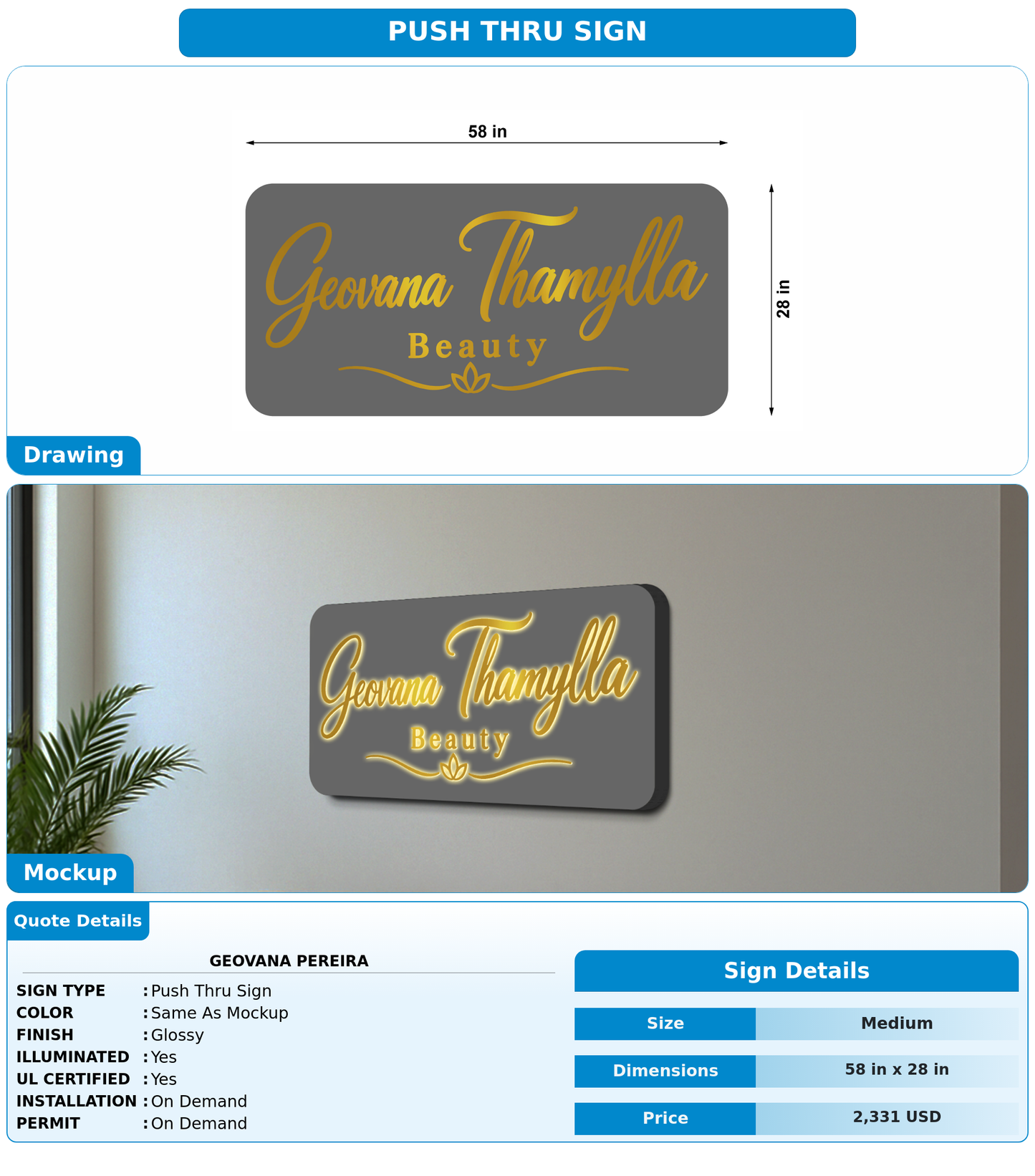 CUSTOM MOCKUP SIGN FOR Geovana Pereira