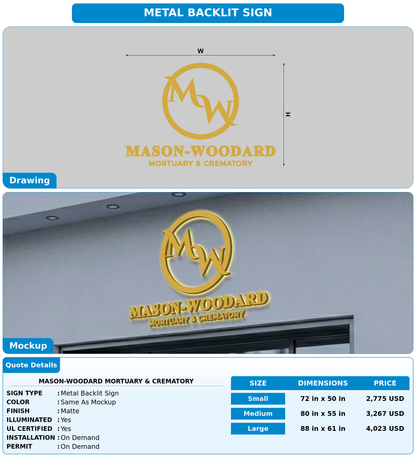 CUSTOM MOCKUP SIGN FOR Mason-Woodard Mortuary & Crematory