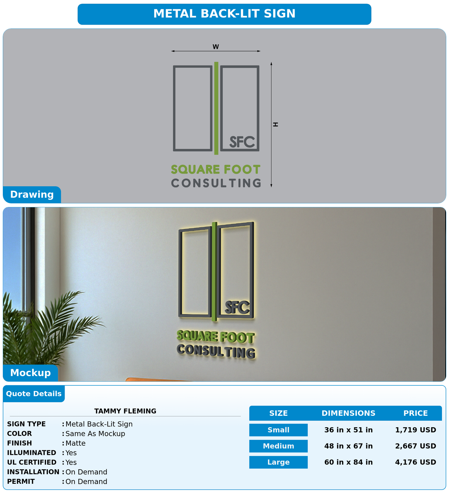 CUSTOM MOCKUP SIGN FOR Tammy Fleming