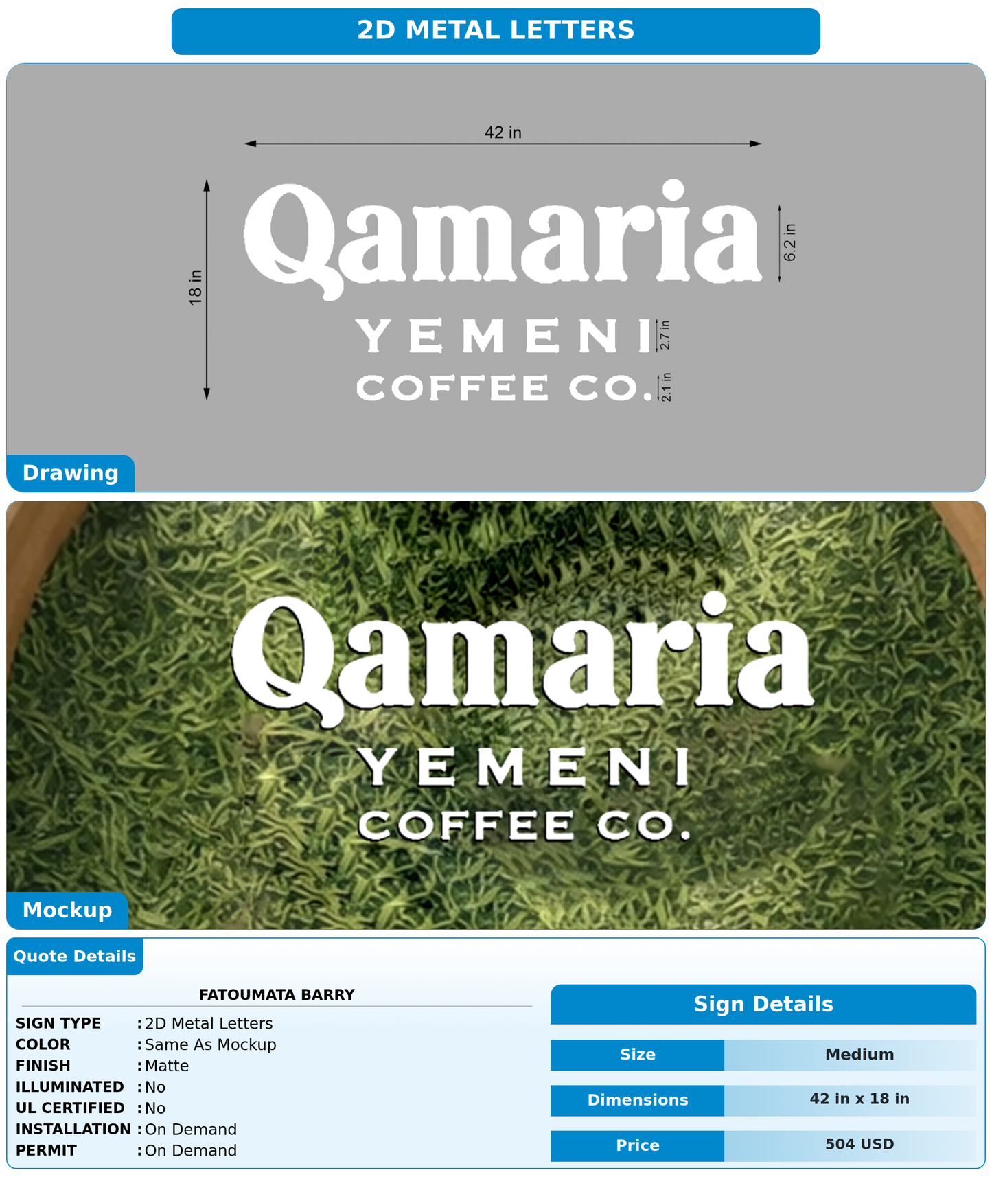 CUSTOM MOCKUP SIGN FOR Fatoumata Barry