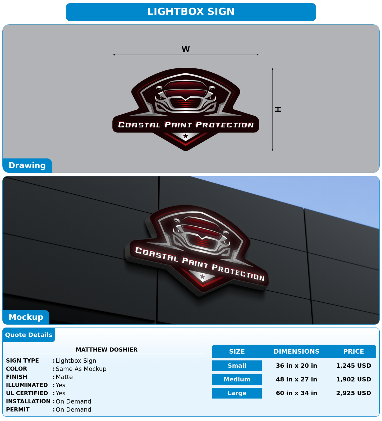 CUSTOM MOCKUP SIGN FOR Matthew Doshier