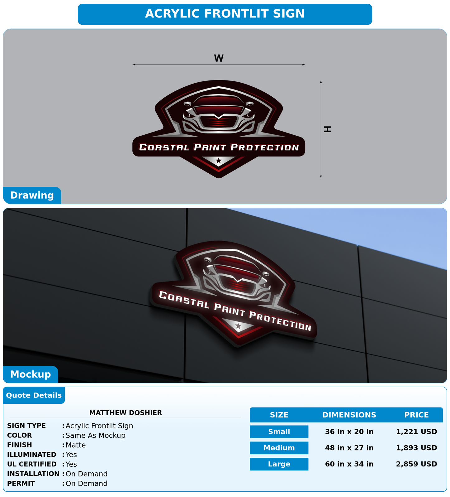 CUSTOM MOCKUP SIGN FOR Matthew Doshier