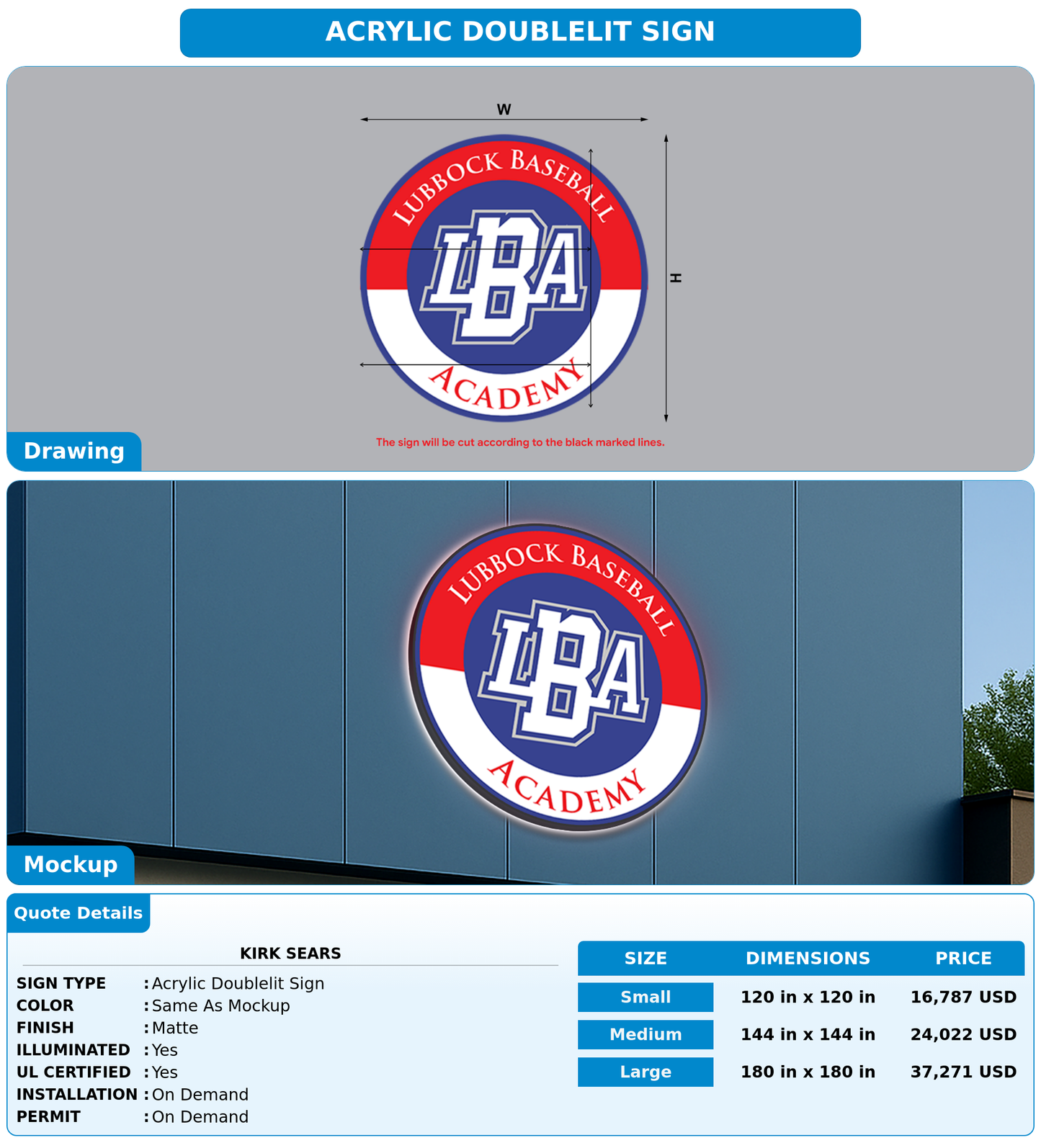 CUSTOM MOCKUP SIGN FOR Kirk Sears