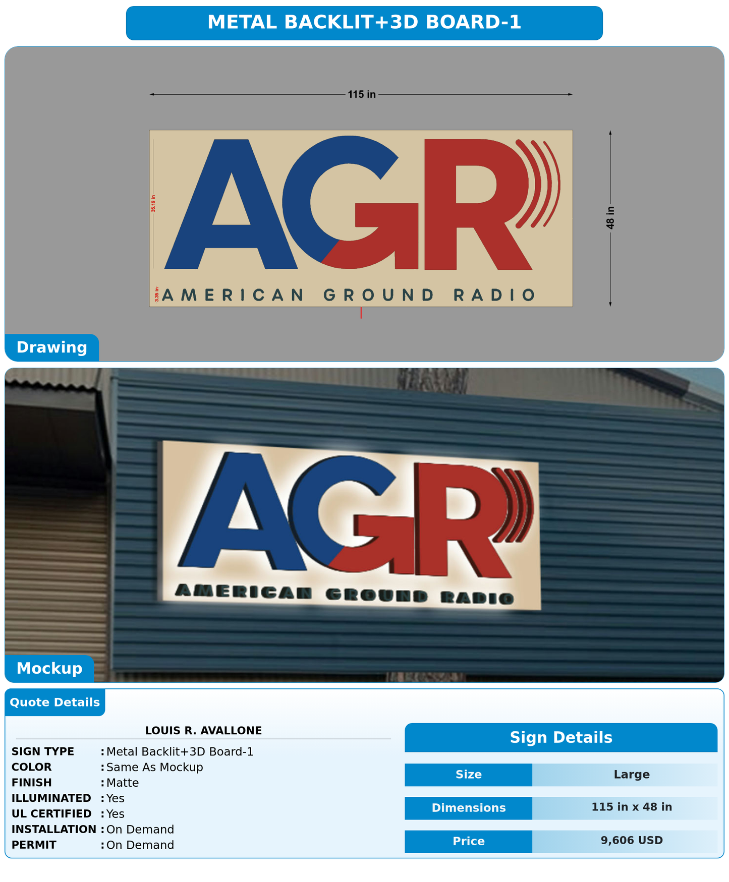 CUSTOM MOCKUP SIGN FOR Louis R. Avallone