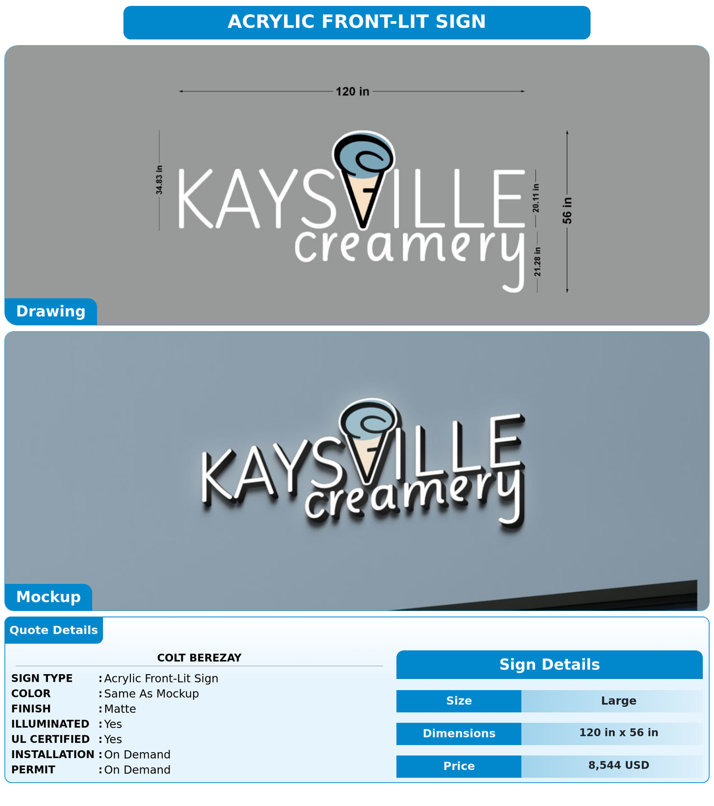 CUSTOM MOCKUP SIGN FOR Colt Berezay
