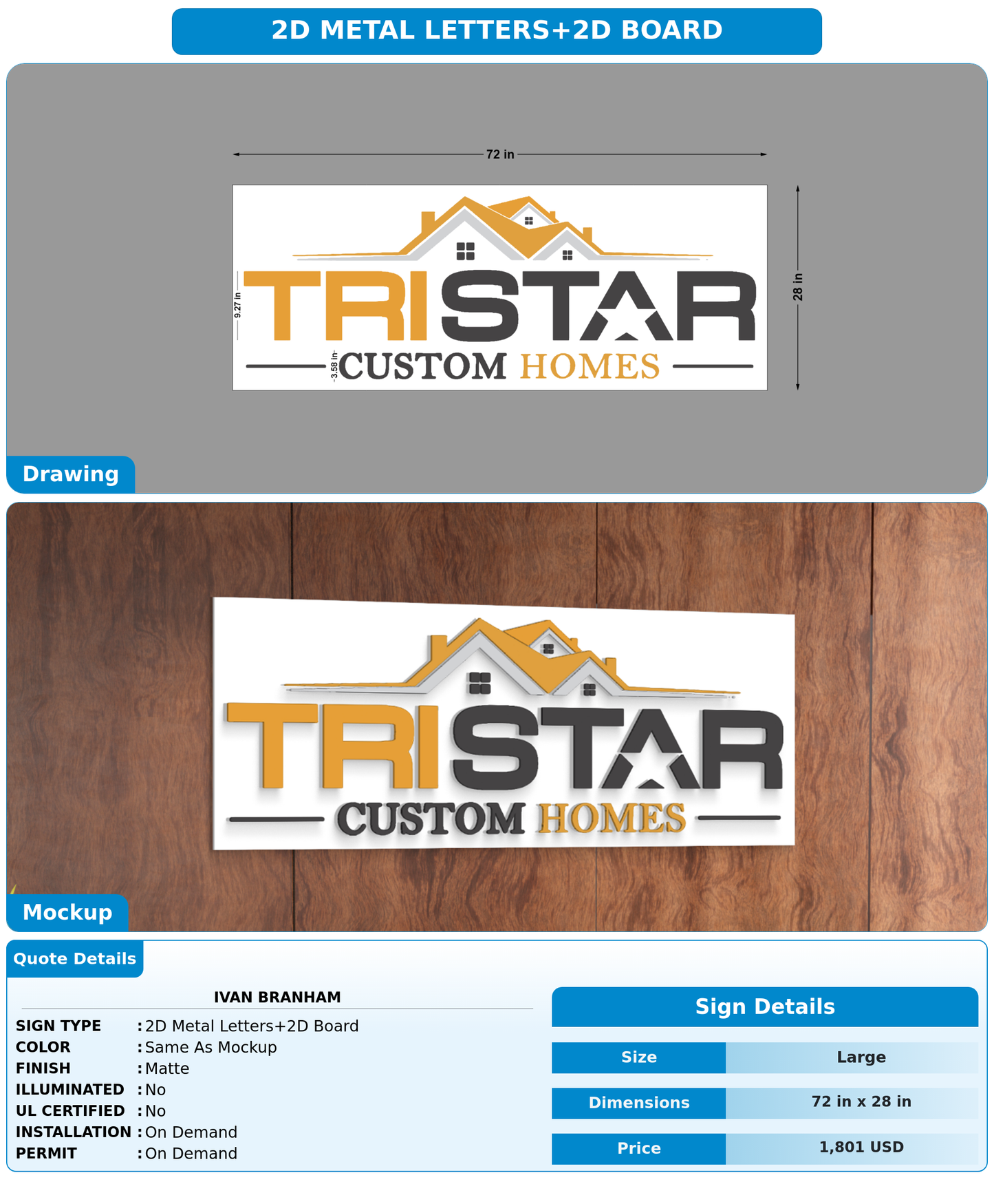 CUSTOM MOCKUP SIGN FOR Ivan Branham