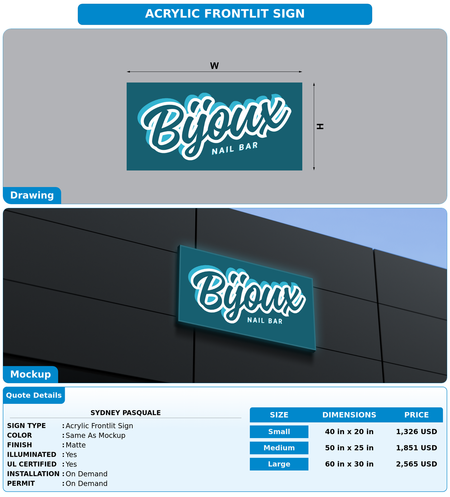 CUSTOM MOCKUP SIGN FOR Sydney Pasquale