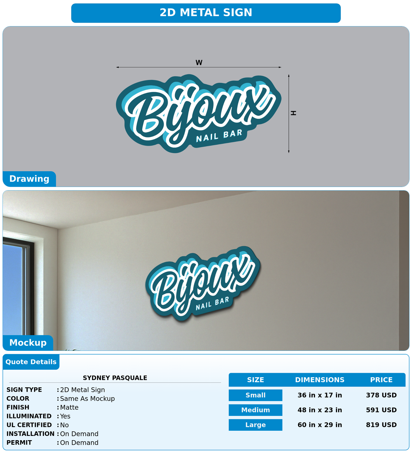 CUSTOM MOCKUP SIGN FOR Sydney Pasquale