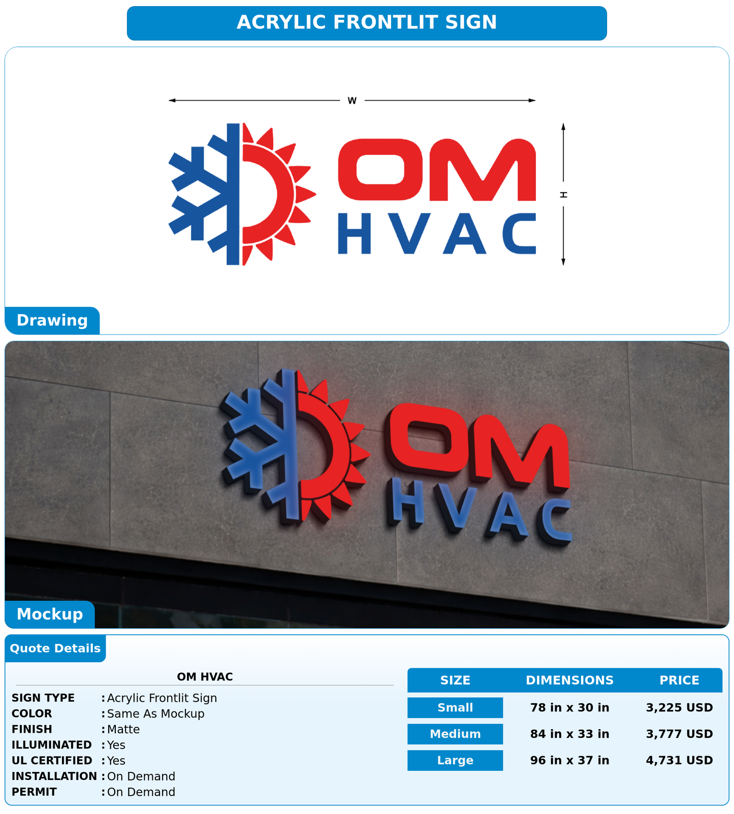 CUSTOM MOCKUP SIGN FOR OM HVAC