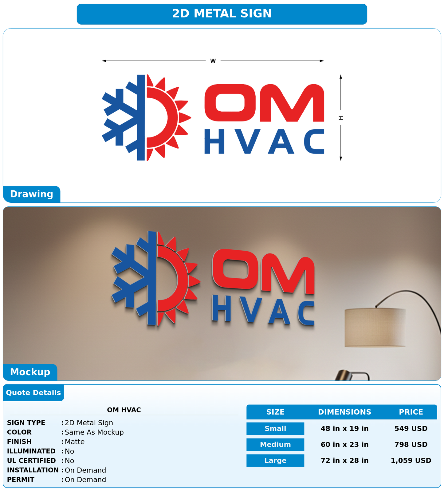CUSTOM MOCKUP SIGN FOR OM HVAC