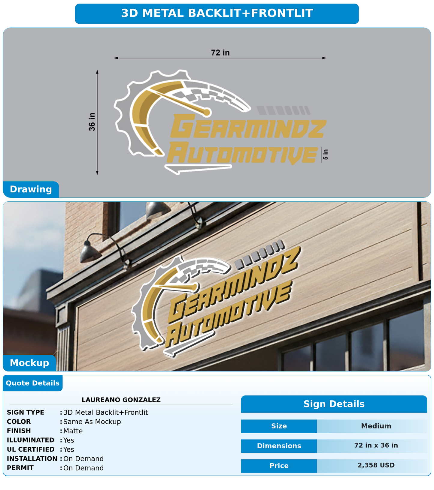 CUSTOM MOCKUP SIGN FOR Laureano gonzalez