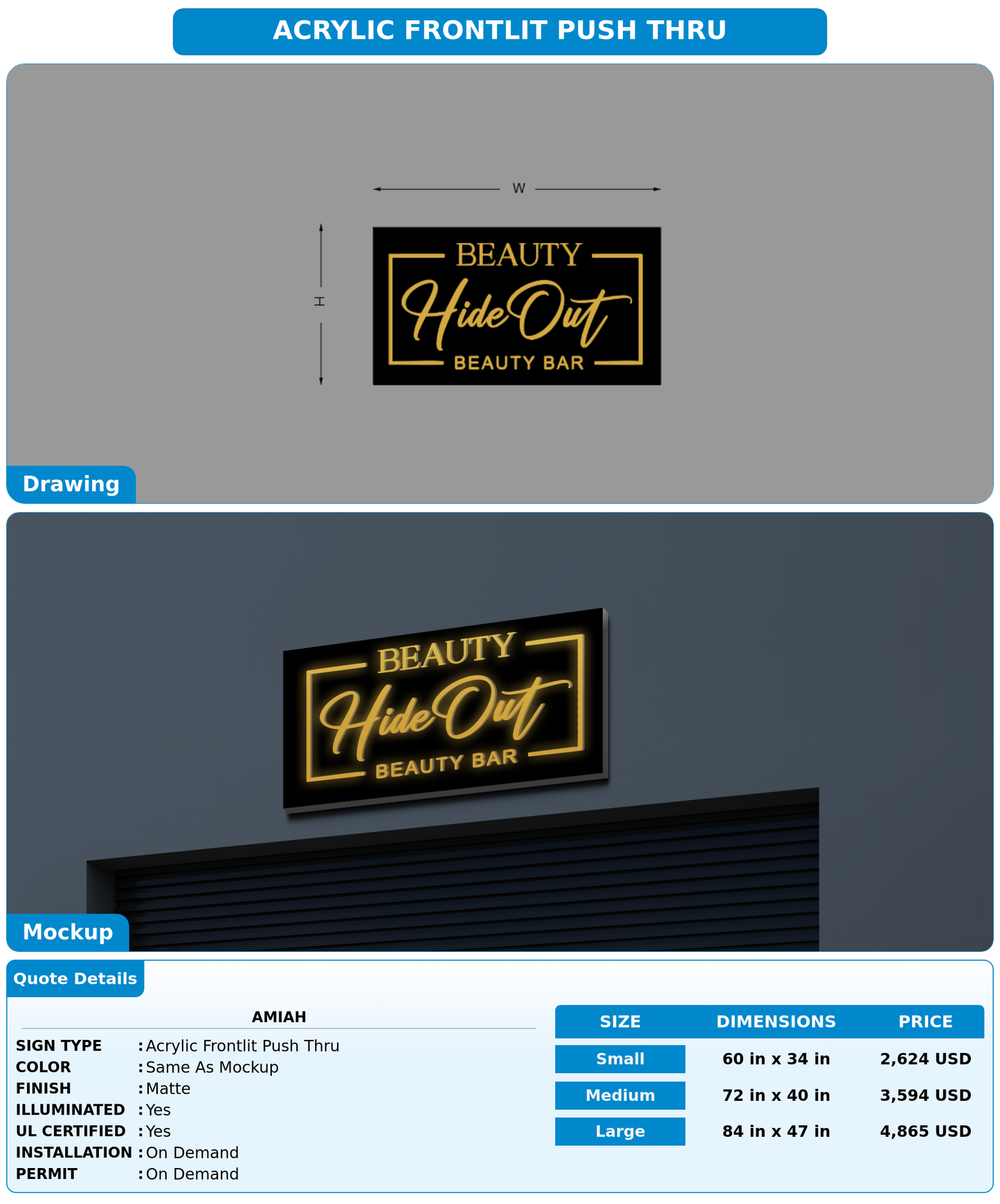 CUSTOM MOCKUP SIGN FOR amiah