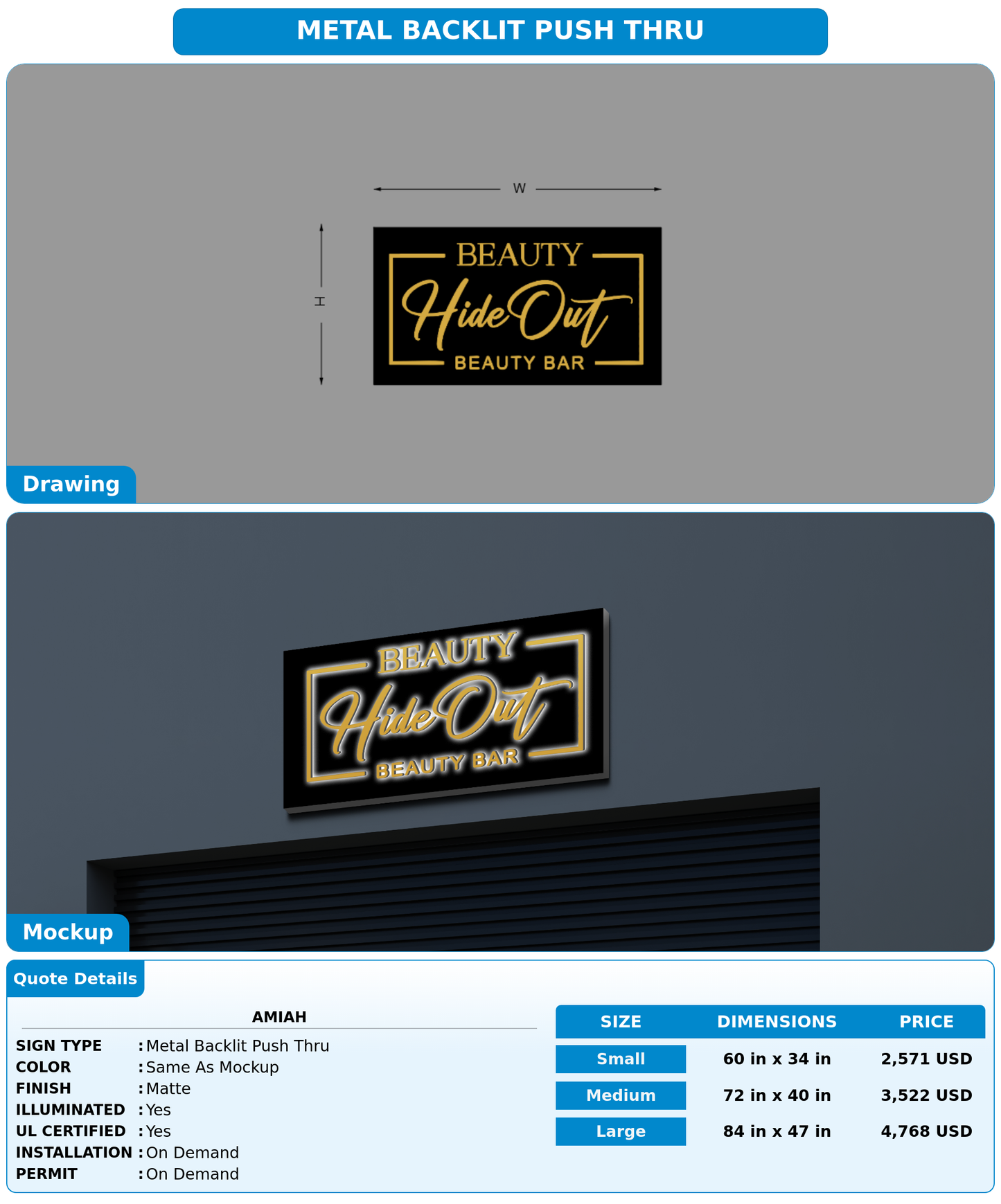 CUSTOM MOCKUP SIGN FOR amiah