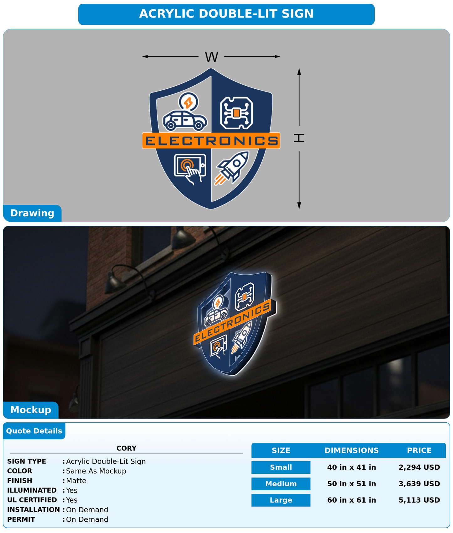 CUSTOM MOCKUP SIGN FOR Cory