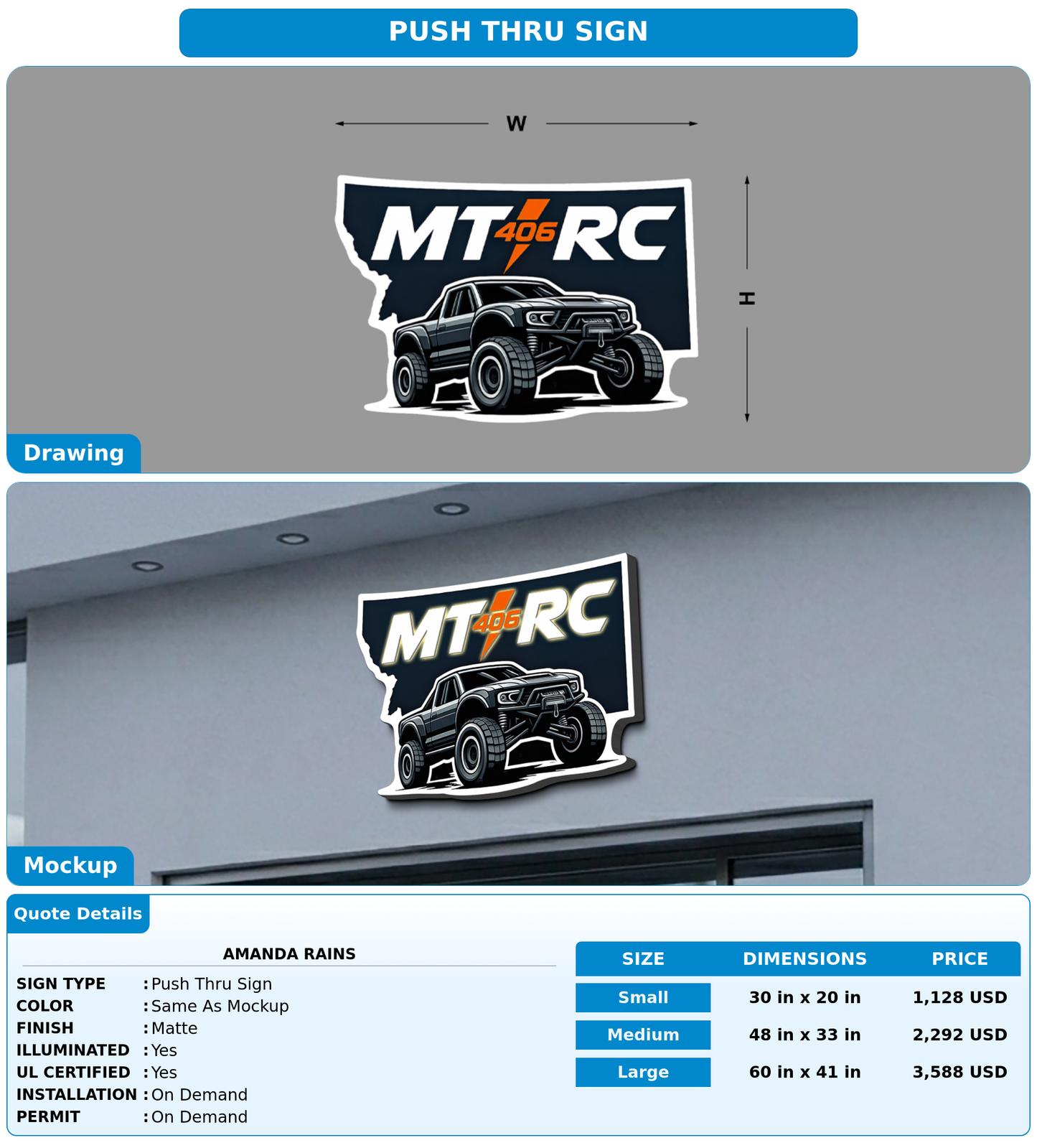 CUSTOM MOCKUP SIGN FOR Amanda Rains