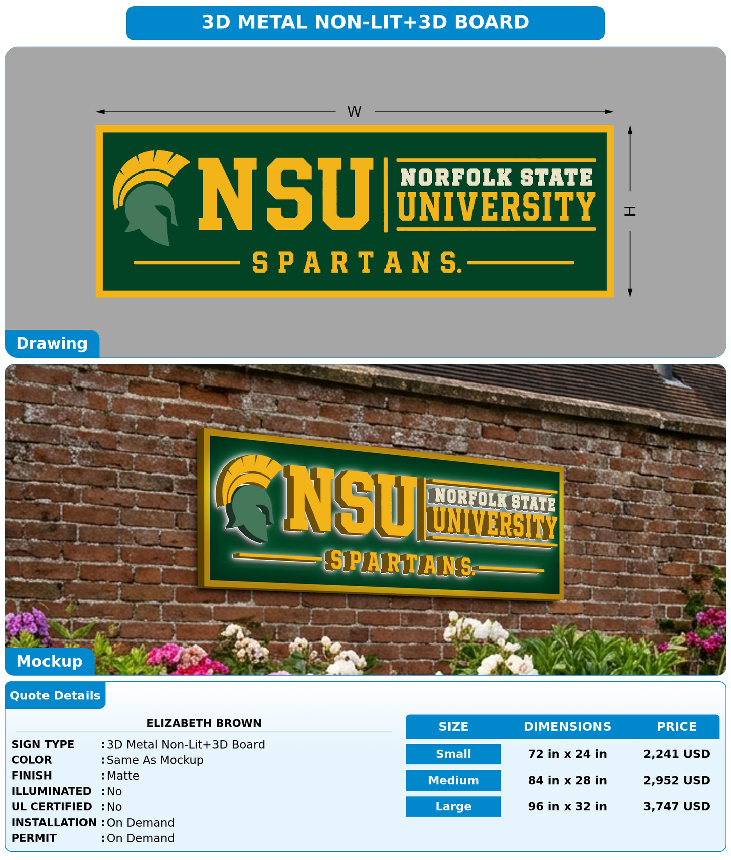 CUSTOM MOCKUP SIGN FOR Elizabeth Brown