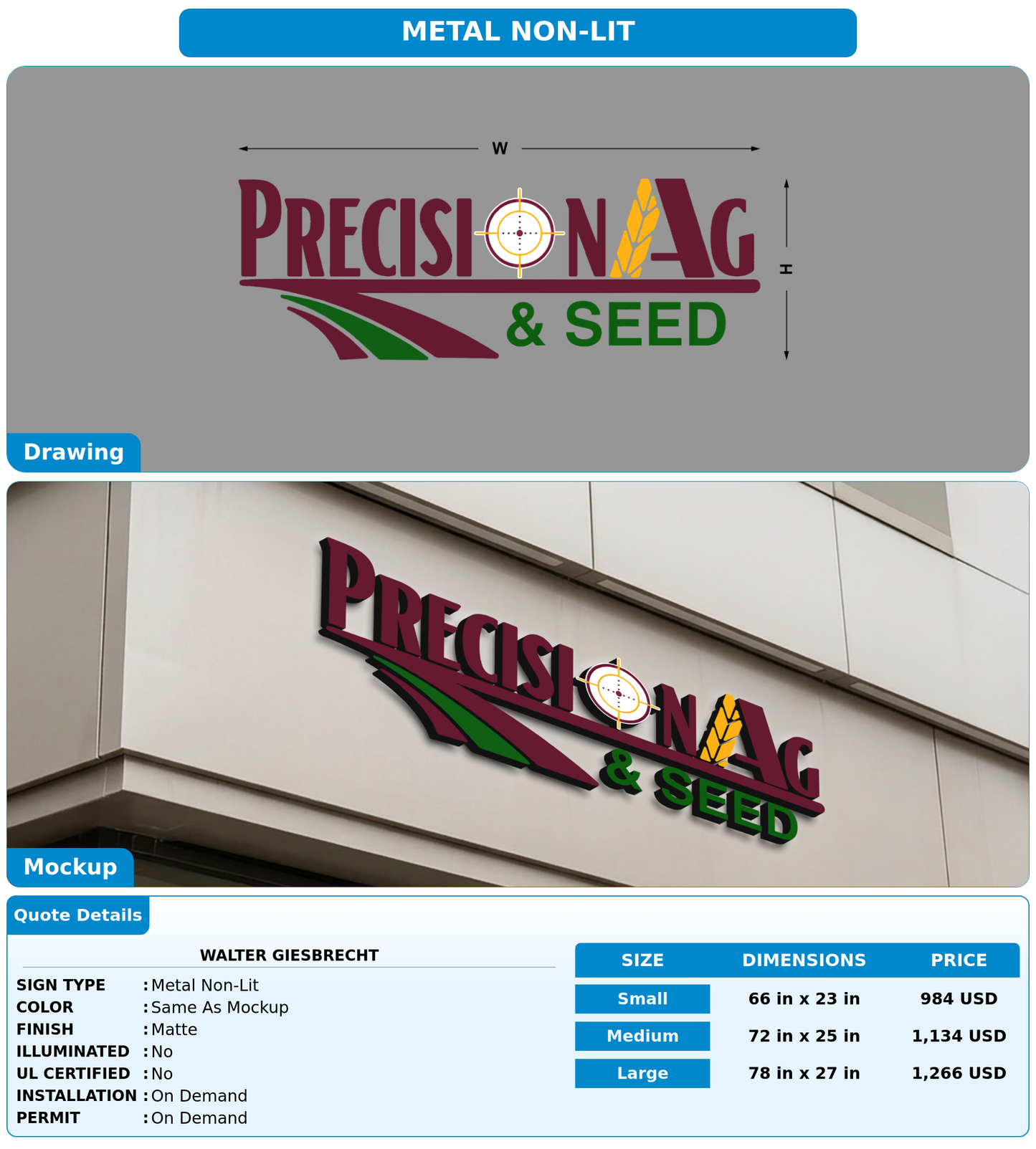 CUSTOM MOCKUP SIGN FOR Walter Giesbrecht