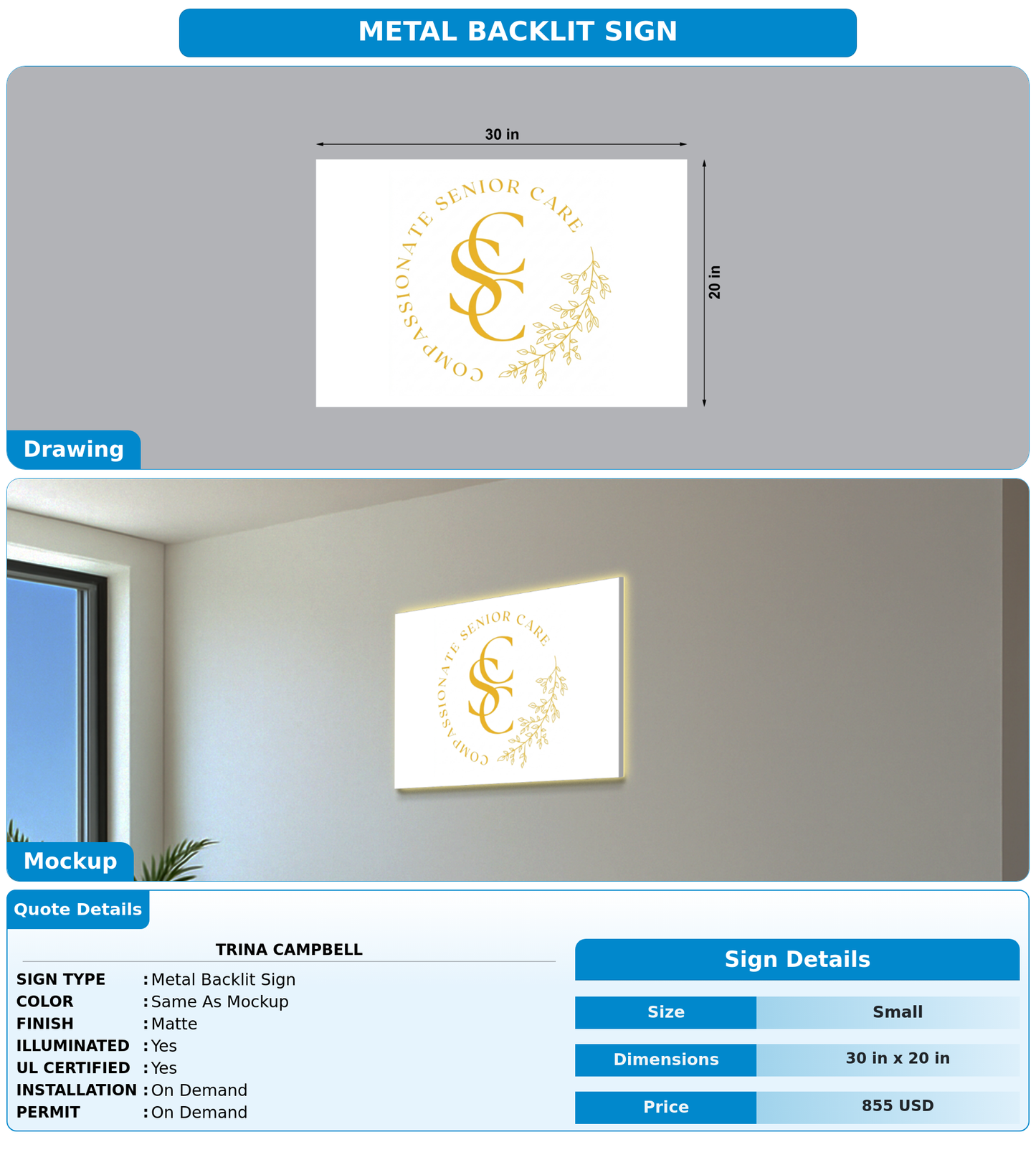 CUSTOM MOCKUP SIGN FOR Trina Campbell