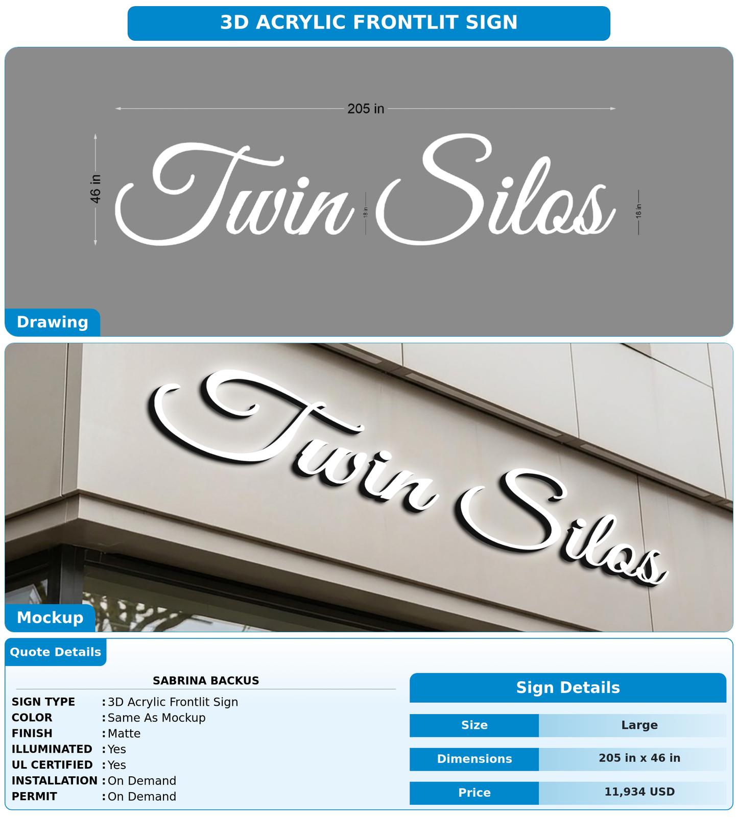 CUSTOM MOCKUP SIGN FOR Sabrina Backus
